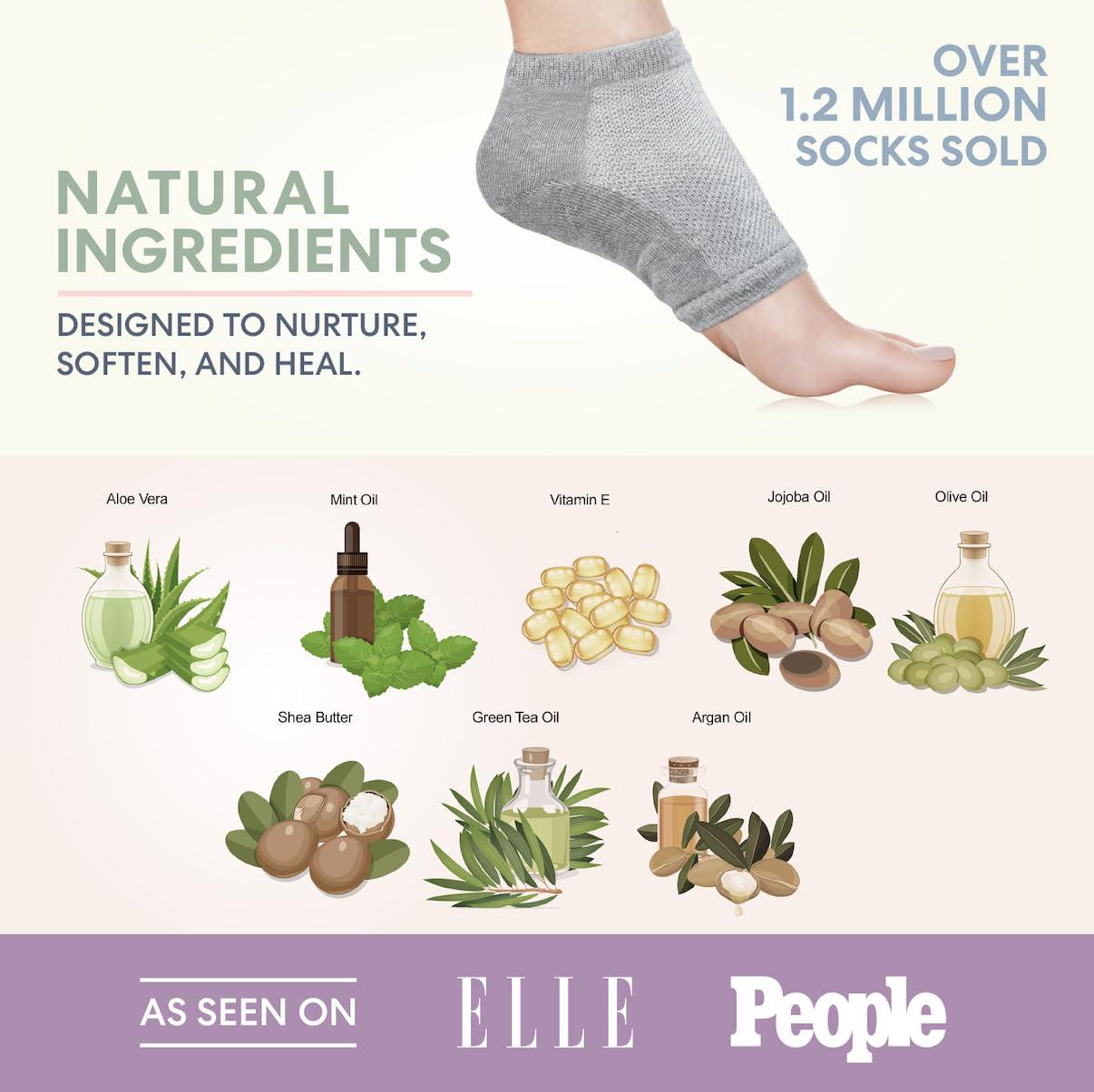 Dr. Frederick\'s Original Dr. Frederick\'s Original Moisturizing Heel Socks For Cracked Heel Treatment - 2 Pairs - Stop Cracked Heels In Their Tracks, Grey