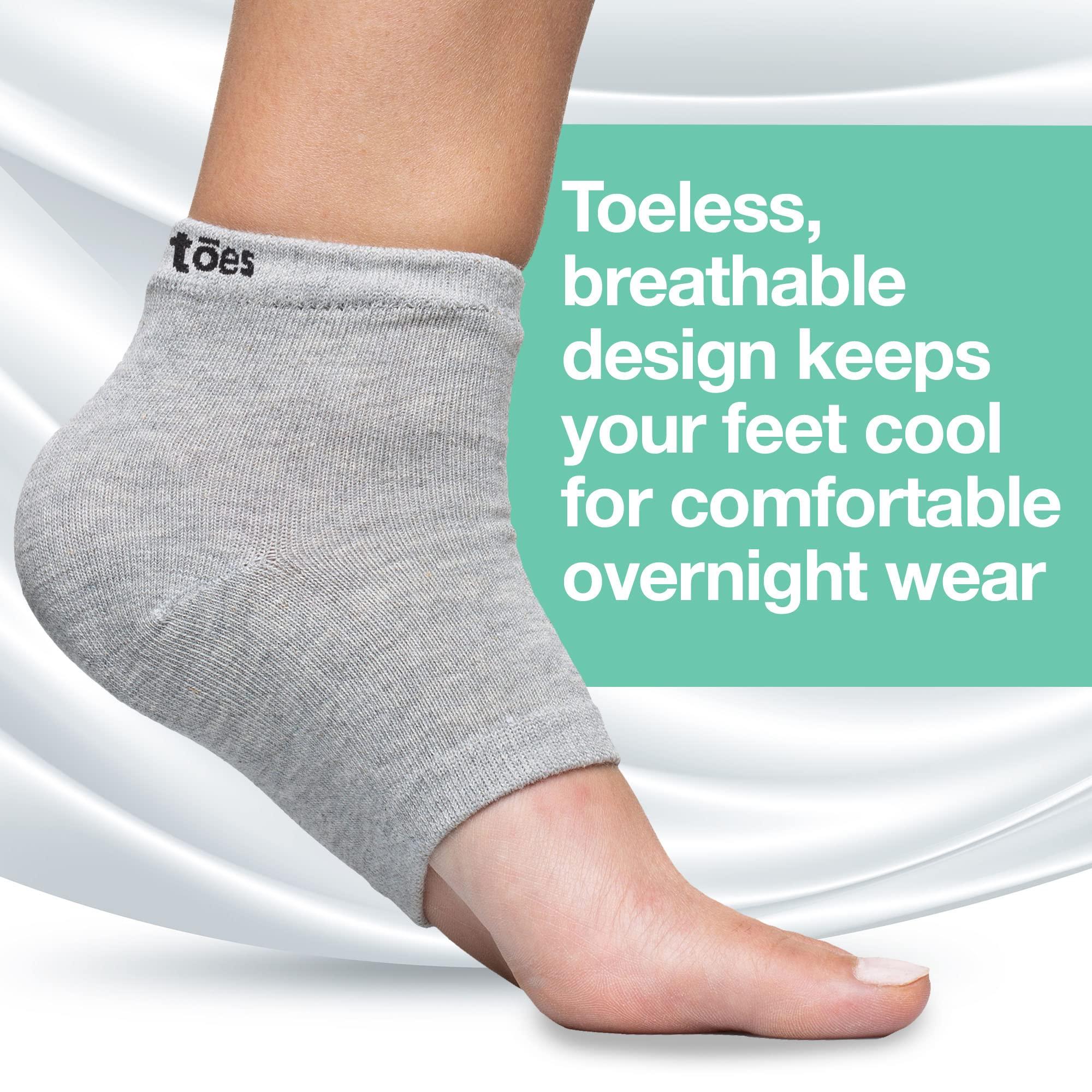 ZenToes ZenToes Moisturizing Heel Socks 2 Pairs Gel Lined Toeless Spa Socks to Heal and Treat Dry, Cracked Heels While You Sleep (Cotton, Gray)