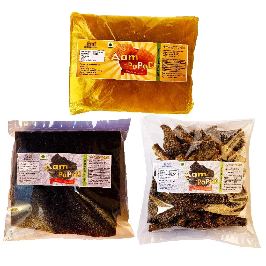 Foods.shopkruz Foods.shopkruz Combo of Khatta aam papad & Meetha Aam Papad & lachha aam papad 200 GRAMS EACH
