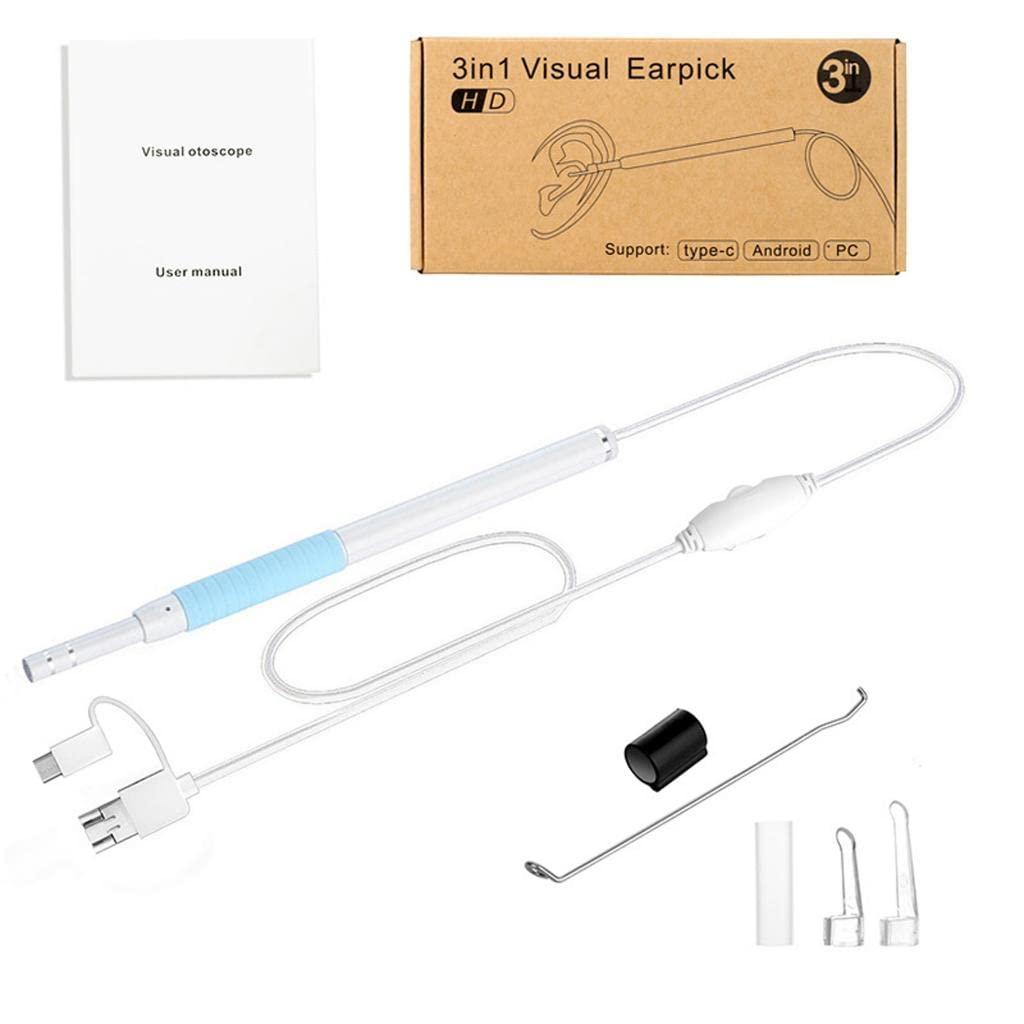 myaddiction myaddiction 3 in 1 USB Ear Cleaning Endoscope Visual Earpick Earwax Removal Kit Blue Clothing Shoes & Accessories | Uniforms & Work Clothing | Hats