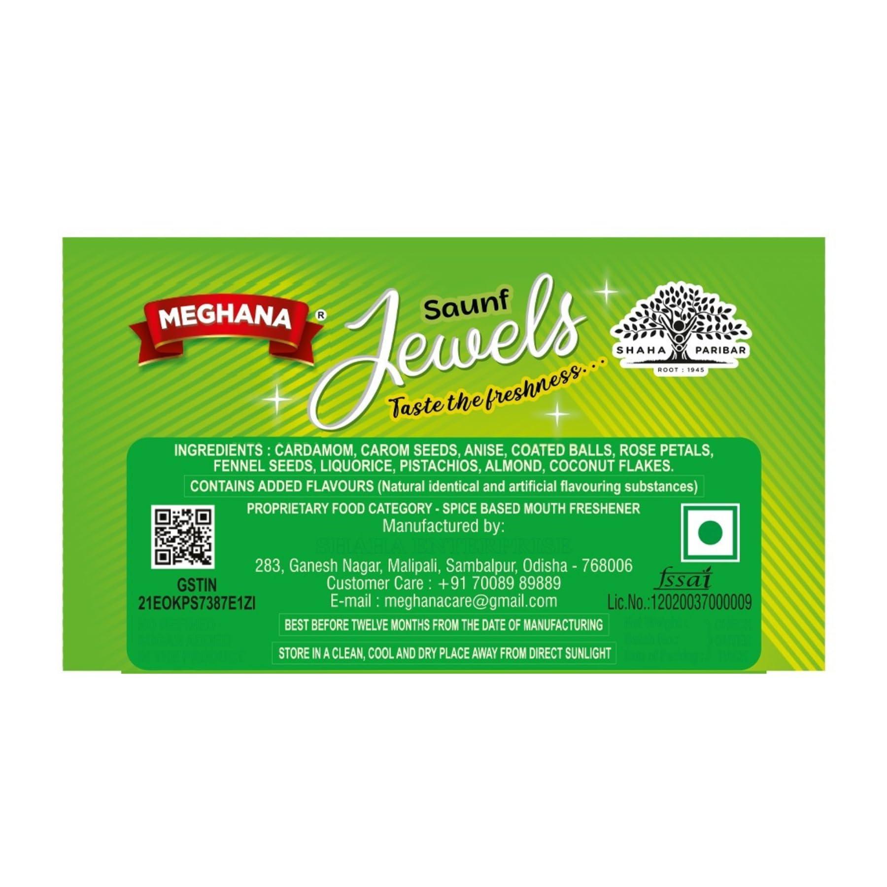 MEGHANA Saunf Mix Mouth Freshener - Meghana Jewels Fennel and Cardamom Sweet Magic Party Pack of 10 (1680 Sachets) for Exquisite Oral Refreshment and Delightful Flavorful Moments