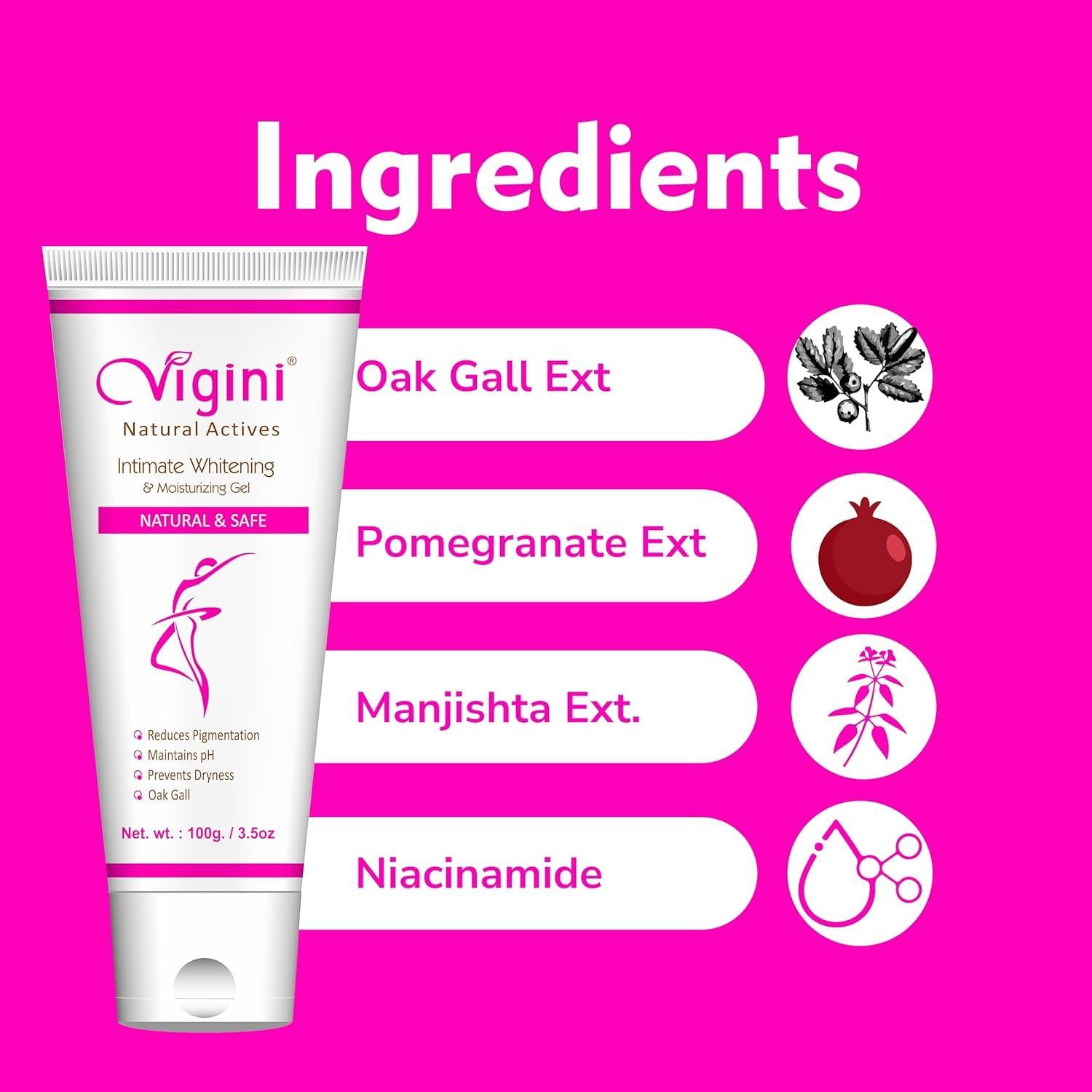 Vigini Vigini Natural Feminine Hygiene Intimate Lightening Whitening Hygiene Gel Women 100g | Wash Able Non Staining Non Itching Water Based