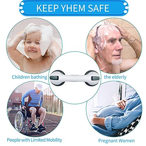 visen 12\' Portable Grab Bars for Bathroom,Ultra Grip Dual Locking Shower Handles for Elderly,Safety Suction Grab Bars for Shower,Balance Assit Hand Rail Support,Injury,Senior,Kids(Green, 12\"-Pack of 1)