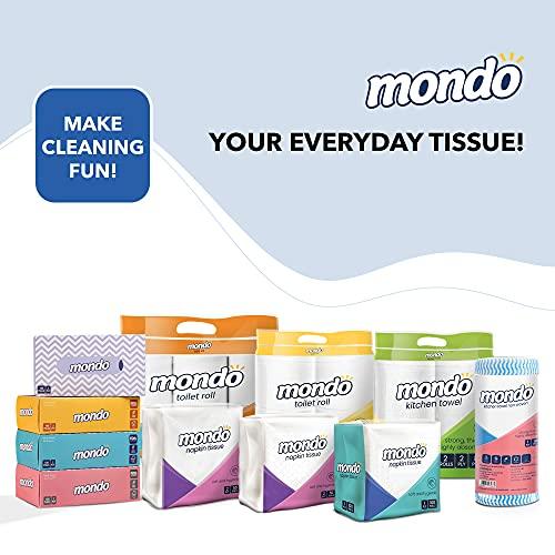 MONDO Mondo Kitchen Wipes for Cleaning (1 Ply, 80 Pulls) | Pack of 2 Kitchen Rolls | Washable & Reusable Tissue Roll for Kitchen | Soaks Oil Spills Quickly | Kitchen Cleaning Wipes | Kitchen Roll Reusable