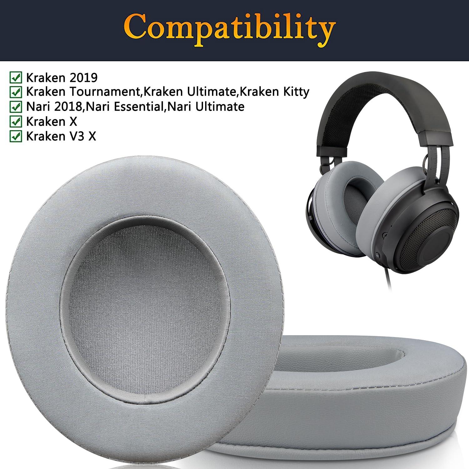 SOULWIT SOULWIT Cooling-Gel Ear Pads Cushions Replacement, for Razer Kraken 2019/Tournament Edition/Ultimate/Kitty, Earpads for Nari/Essential/Ultimate, Kraken X/V3 X Headset - Grey