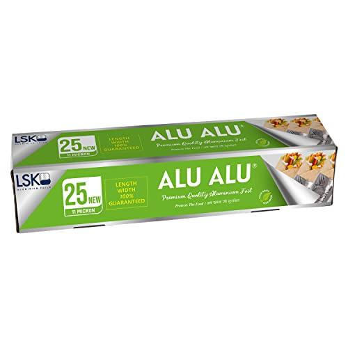 ALUALU ALU ALU 25 New Aluminium Foil, Premium Quality, Keeps Food Fresh Always, Perfect for Food Wrapping, Packing, Storing and Serving (Pack of 1)