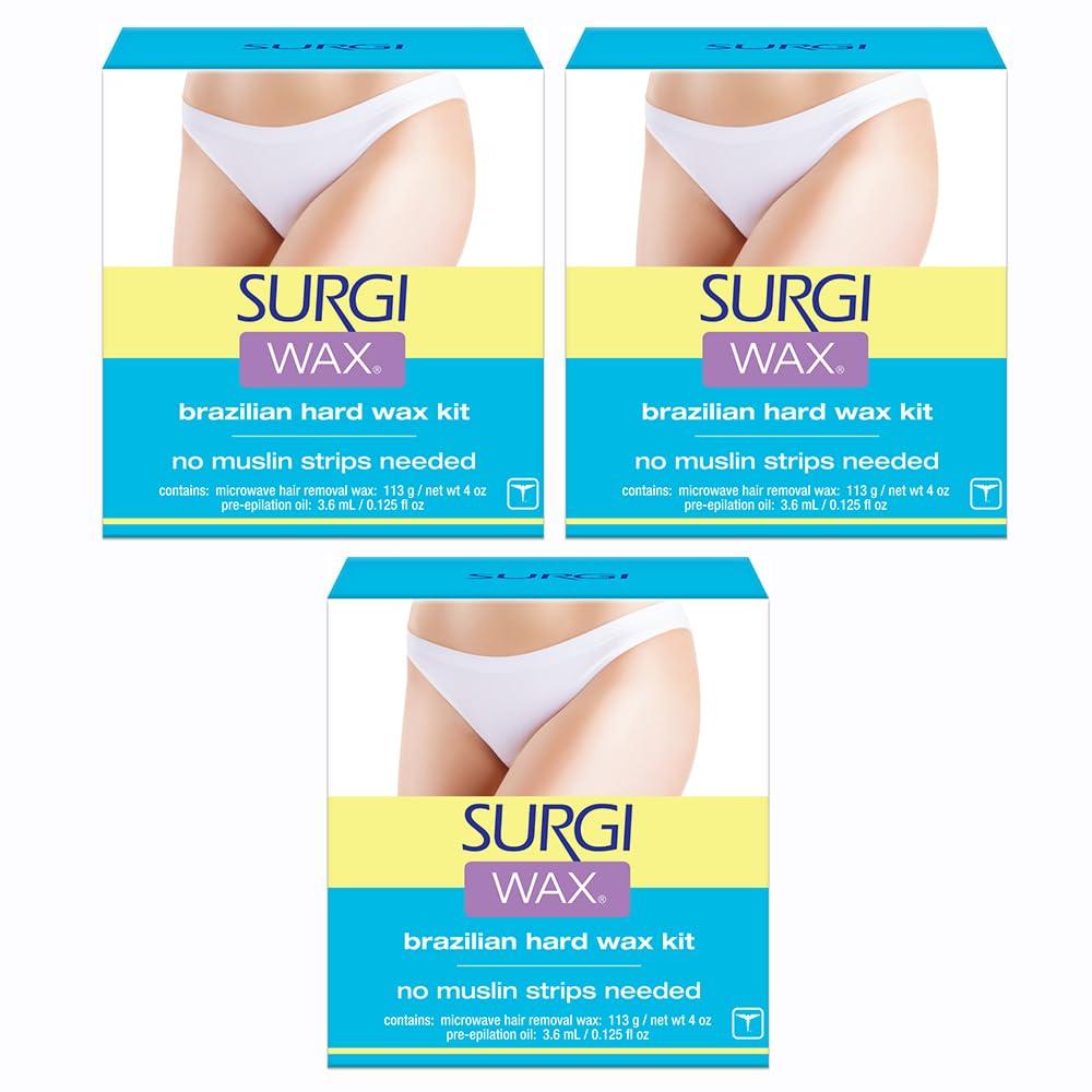 SURGI WAX Surgi-Wax Brazilian Waxing Kit For Private Parts, 4-Ounce Boxes (Pack Of 3)