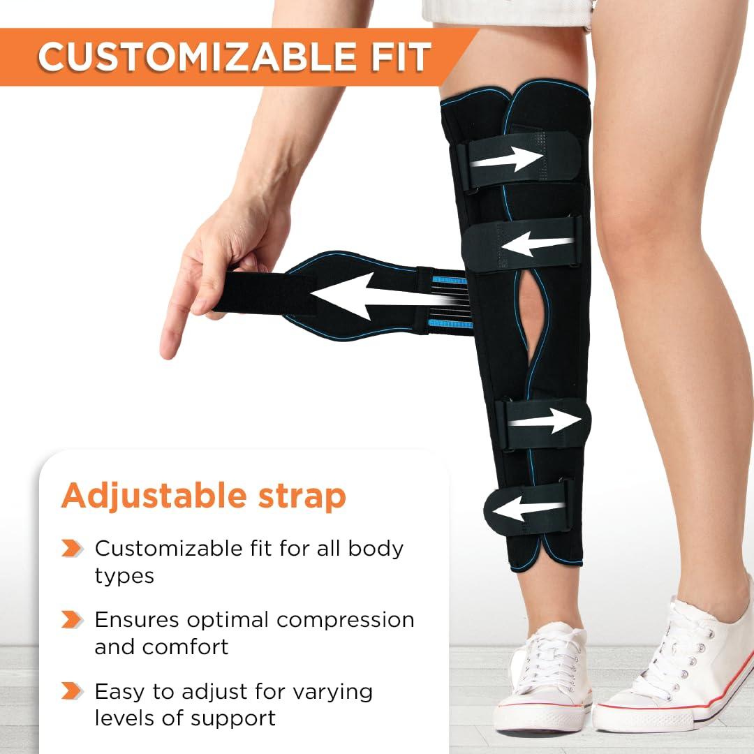 Vissco Vissco Knee Stabler - Long 22" Brace (Firm Support), Knee Support for Osteoarthritis of knee joint, Pain Relief, Knee Stabilizer, Joint Injury, Knee Immobilizer - Small (Black)