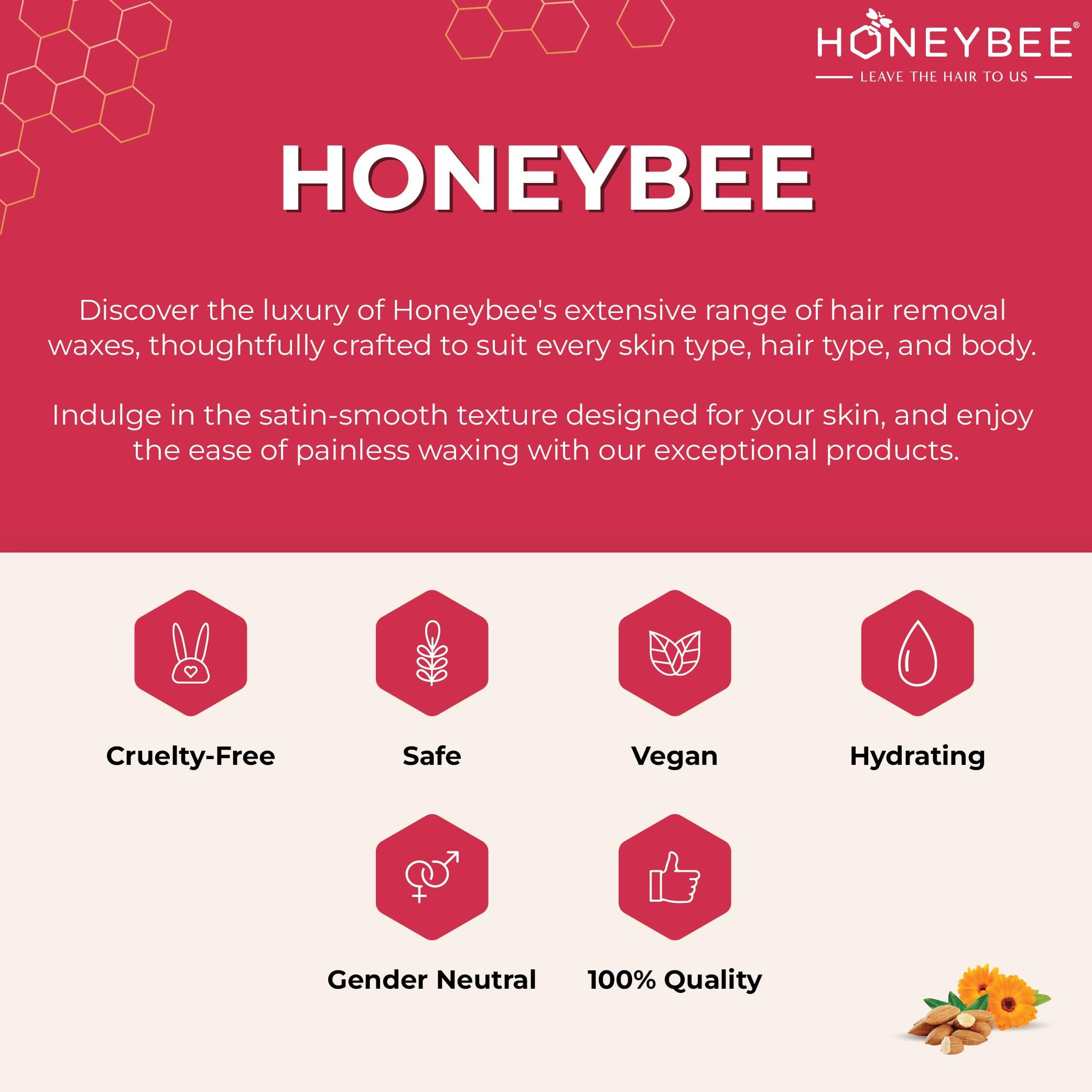 HoneyBee HoneyBee Stripless Katori Wax For Face|Pan Wax With Handle For Face, Upper Lip, Chin, Jaw, Underarms, Bikini And Brazilian|For All Skin Type|No-Strip Wax At Home|Post Wax Wipes|Spatula|120 Gm, Women