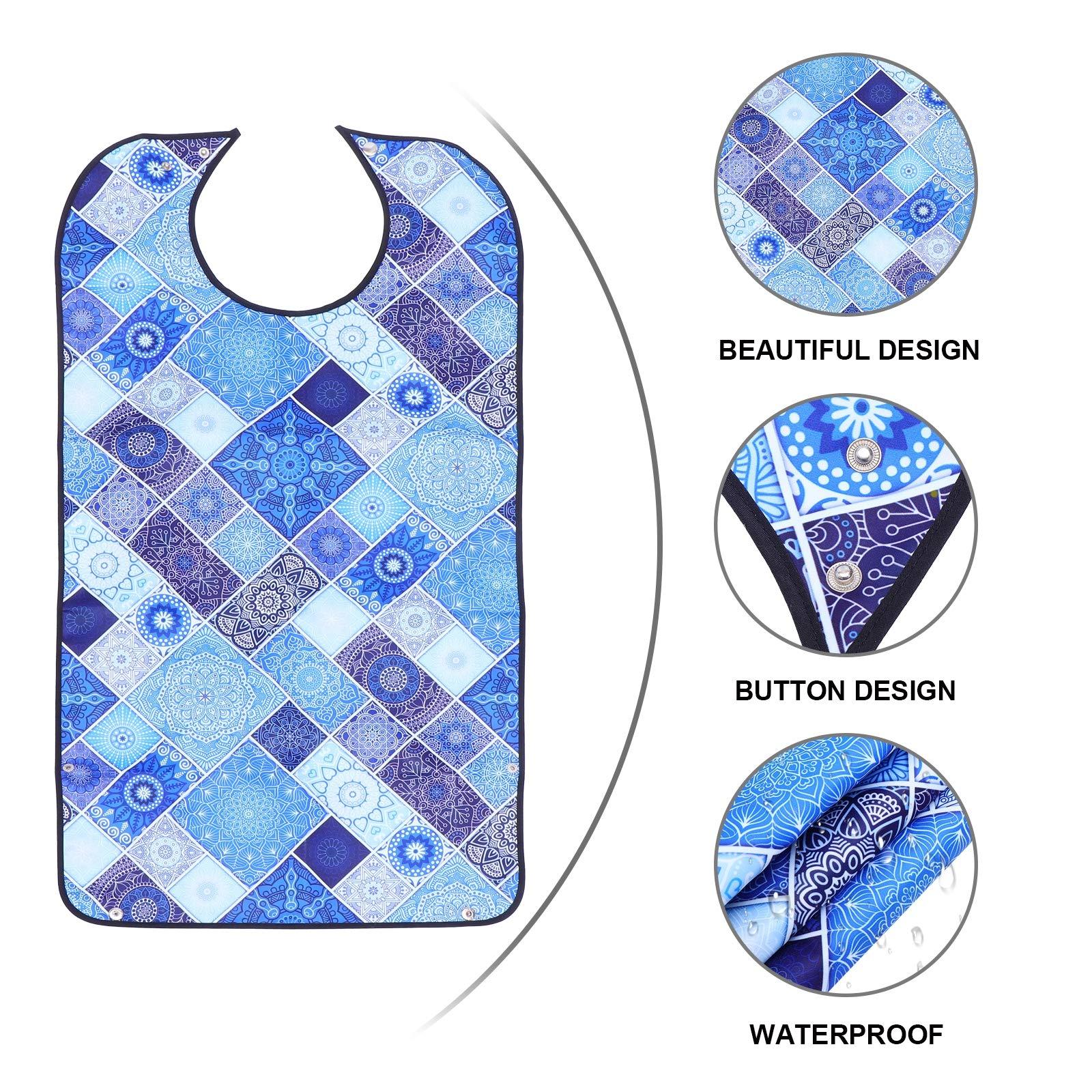 HEALLILY Adult Mealtime Bib Protector Waterproof Elderly Eating Apron Clothing Protector