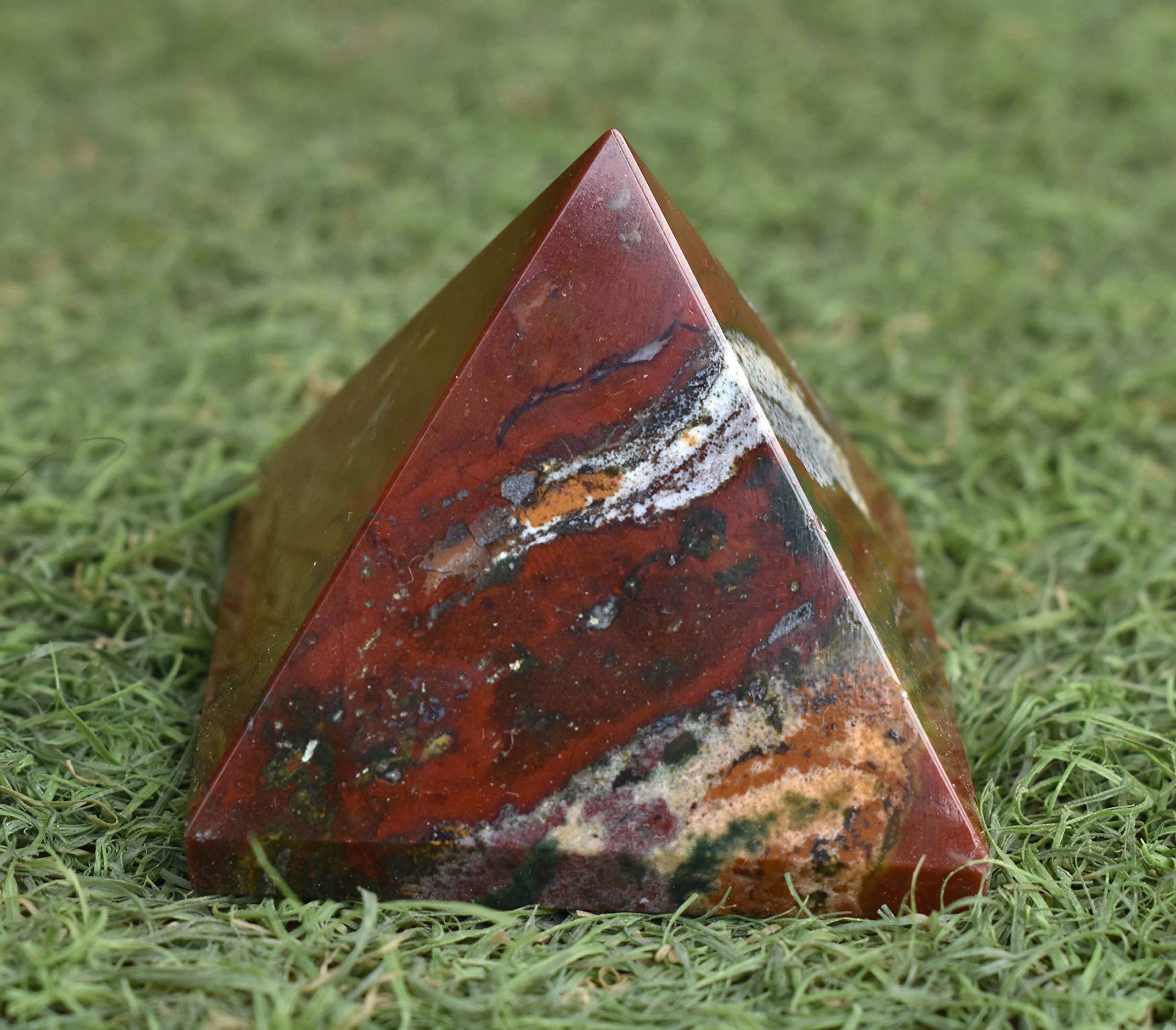 Pyramid Tatva Pyramid Tatva - Bloodstone (Heliotrope) Pyramid Energy Home Dcor Natural Vastu Healing Crystal Reiki Chakra Stone 2-2.5 inch wt - 170-220gm