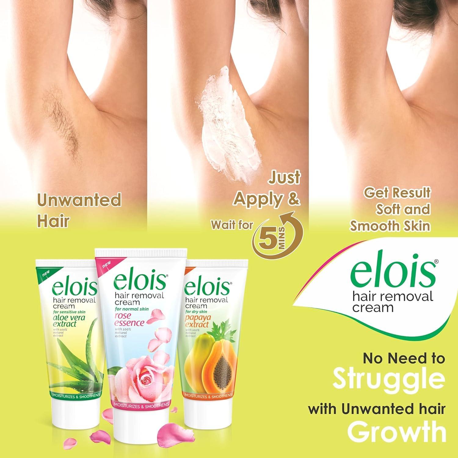 Generic Elois Hair Removal Cream for Women With Aleo Vera Extract and Rose, Papaya, Sensitive Skin (100g + 100g + 100g) (Pack of 3)