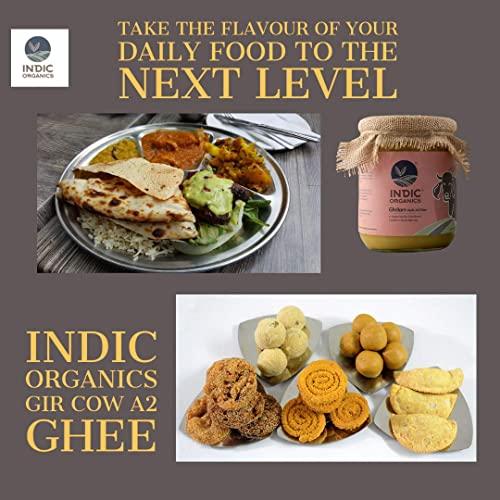 INDIC ORGANICS Indic Organics Gir Cow\'s A2 Ghee | Free Grass Grazing Healthy Gir Cow\'s Bilona Ghee from Khatiyawad Region of Gujrat | Lab Certified & Tested (250 ml)