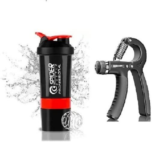 NavaFresh Basics ps Gym Protein Shaker Bottle with Free Hand Grip Strengthener | Whey Protein and Mass Gainer Shaker Blender with Mixer Ball (500 ml)