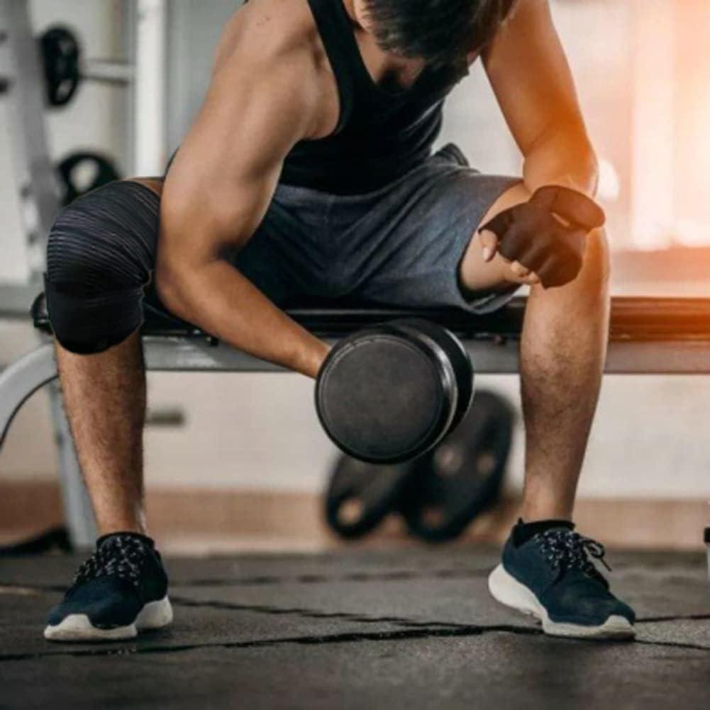 Elegious Extra Long Elastic Knee Wrap Compression Bandage Brace Support for Legs, Plantar Fasciitis, Stabilising Ligaments, Joint Pain, Squat, Basketball, Running, Tennis. (BLACK, 2)