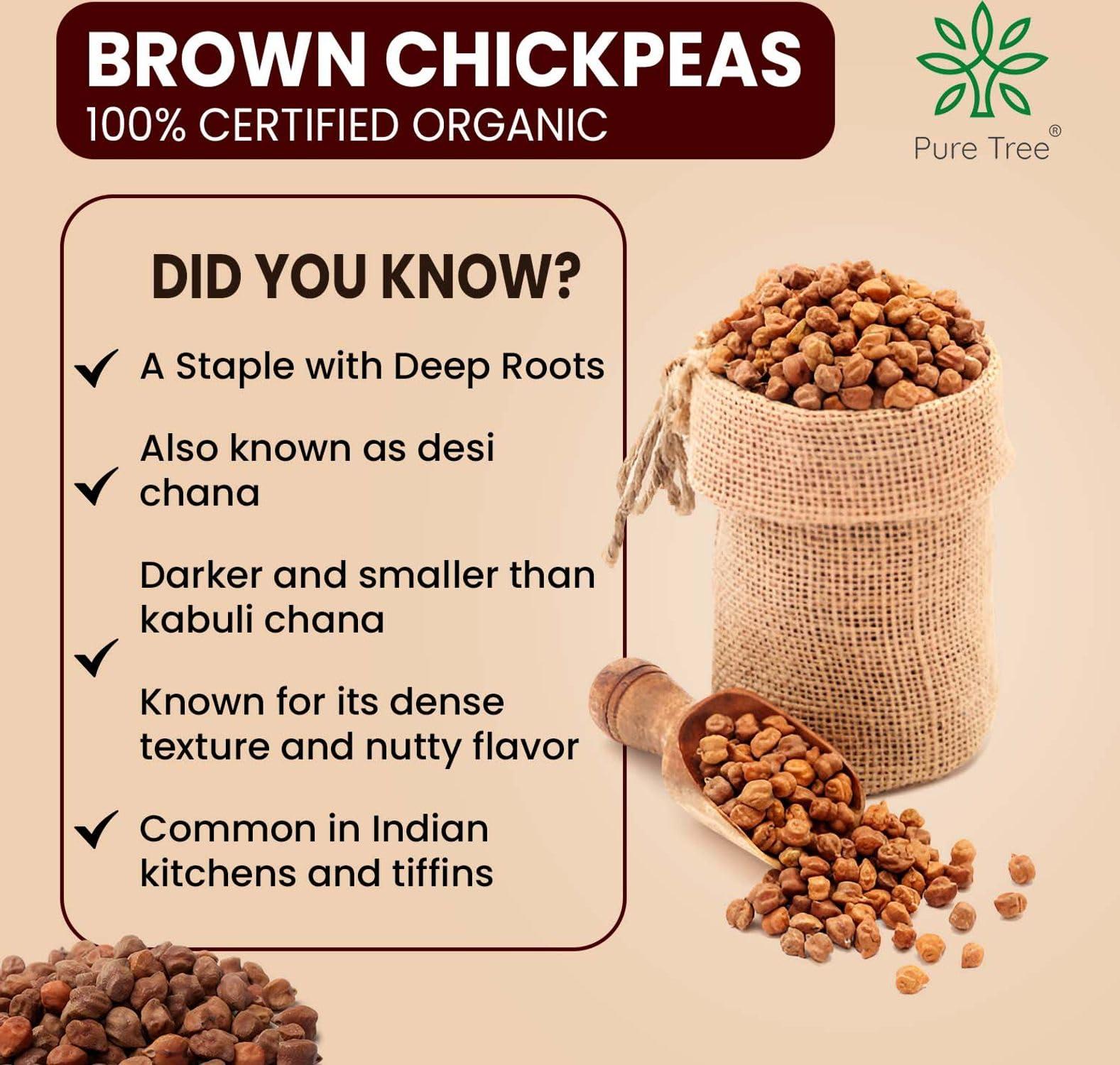 Pure Tree Pure Tree Certified Organic Kala Chana | 900 g | Brown Chickpeas | Desi Chana | Chana Whole Kadle Kalu Plant Based High Protein Kondakadalai | Black Gram Whole Black Chickpeas