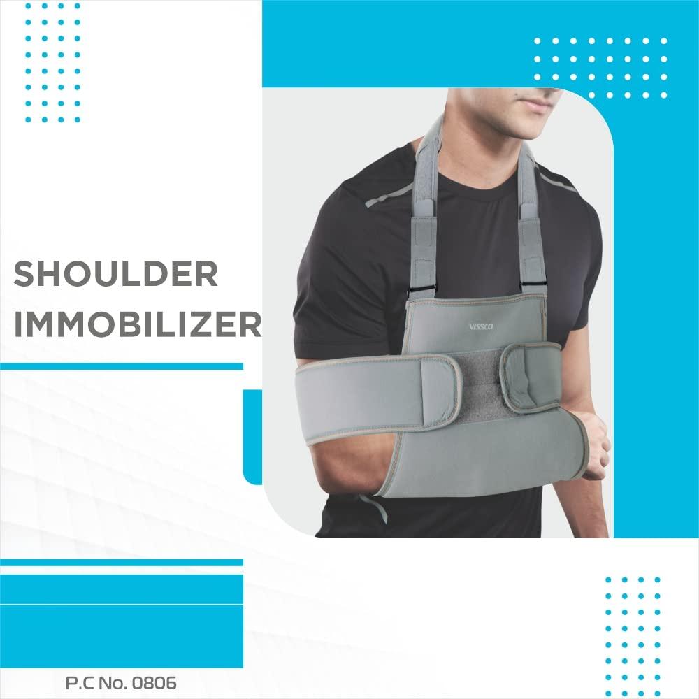 Vissco Vissco Shoulder Immobilizer, Shoulder Support for Shoulder Dislocation, Joint injuries, Pain Relief Belt, Support Brace, Pain Reliever for Rotator cuff injury, Post paralysis - Large (Grey)