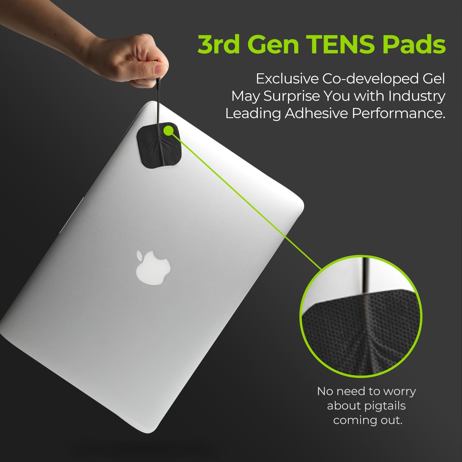 AUVON AUVON TENS Unit Pads 2X2 20 Pcs, 3rd Gen Latex-Free Replacement Pads Electrode Patches with Upgraded Self-Stick Performance and Non-Irritating Design for Electrotherapy (Black)