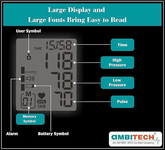 AMBITECH AmbiTech Fully Fully Automatic Arm-type BP Monitor With 2 Year Replacement Warranty (Made In India)
