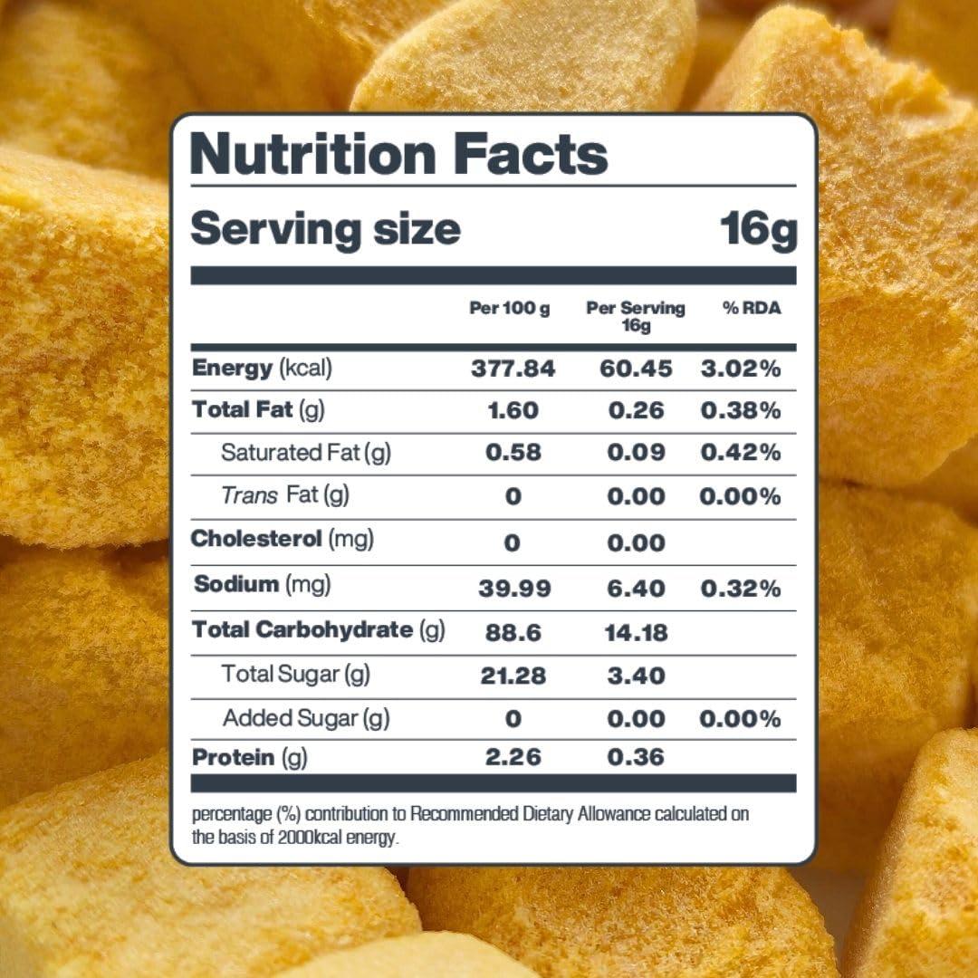 Moon Moon Freeze Dried Mango Cubes | Healthy Mango Snack | 100% Natural, Vegan, No Preservatives, No Added Sugar | (16Gm) (Pack of 2)