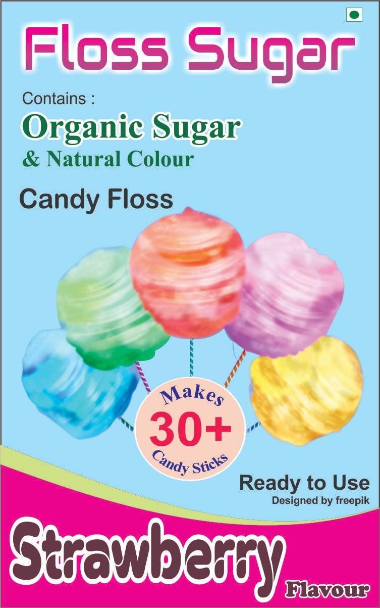 CLICK FOOD PRODUCTS Candy Floss Sugar / Cotton Candy Sugar / Flavoured Sugar Strawberry Flavour 500 gms (Organic Sugar & Natural Colours)