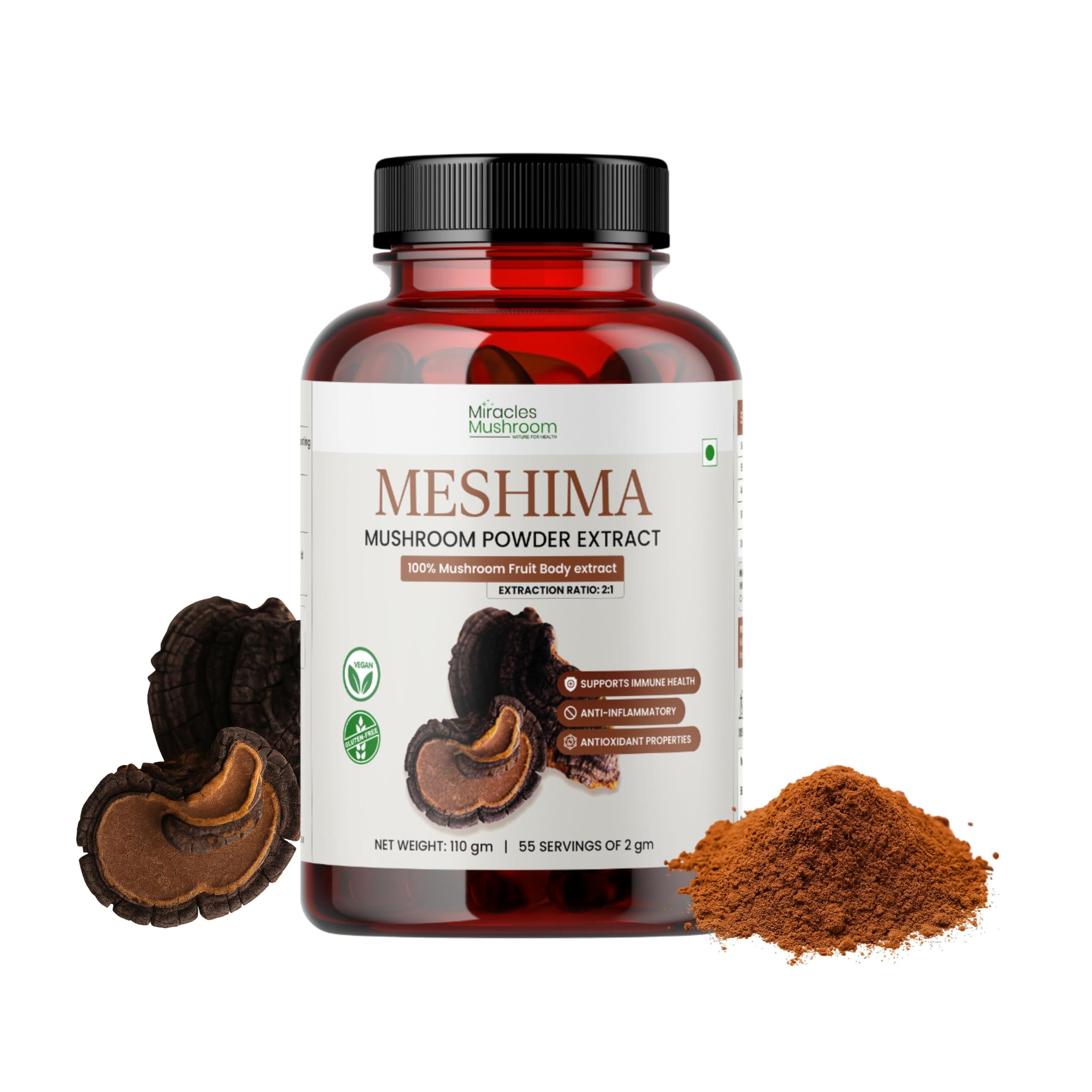 Miracles Mushroom Miracles Mushroom Meshima Mushroom Extract Powder,Immune Support, Anti-Inflammatory & Antioxidant, Strength 2:1, 55 Servings (110 gm)
