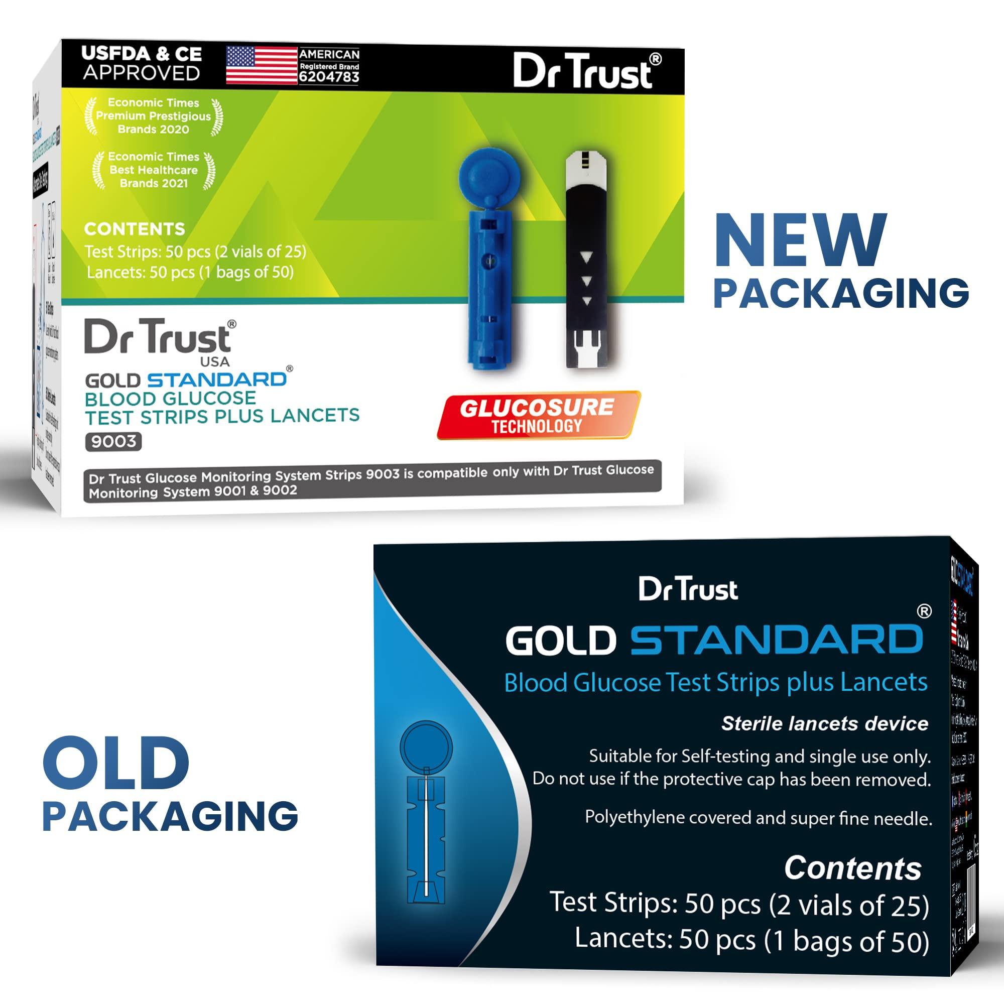 Dr Trust Dr Trust USA Gold Standard Blood Glucose Test Strips Plus Lancets - 50 Strips (Black)