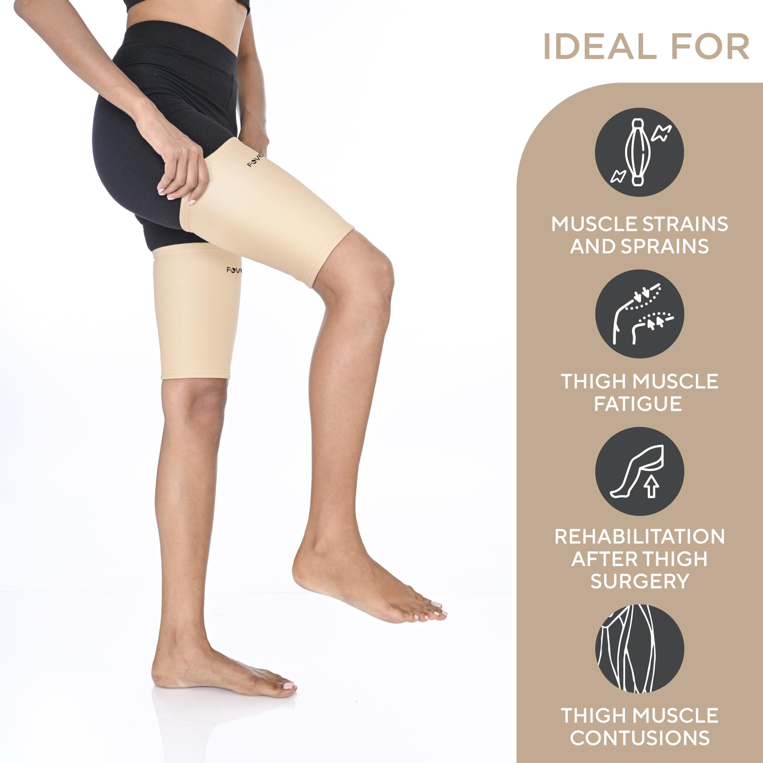 FOVERA FOVERA Thigh Support,Thigh Compression Sleeve for Quad and Hamstring Support for Men and Women (Size - M, 1 Pair)