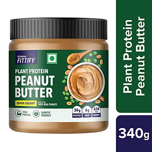 Saffola Saffola FITTIFY Plant Protein Peanut Butter | Super Creamy | High Protein | No Added Sugar | Diabetic Friendly | Keto Diet | 340g