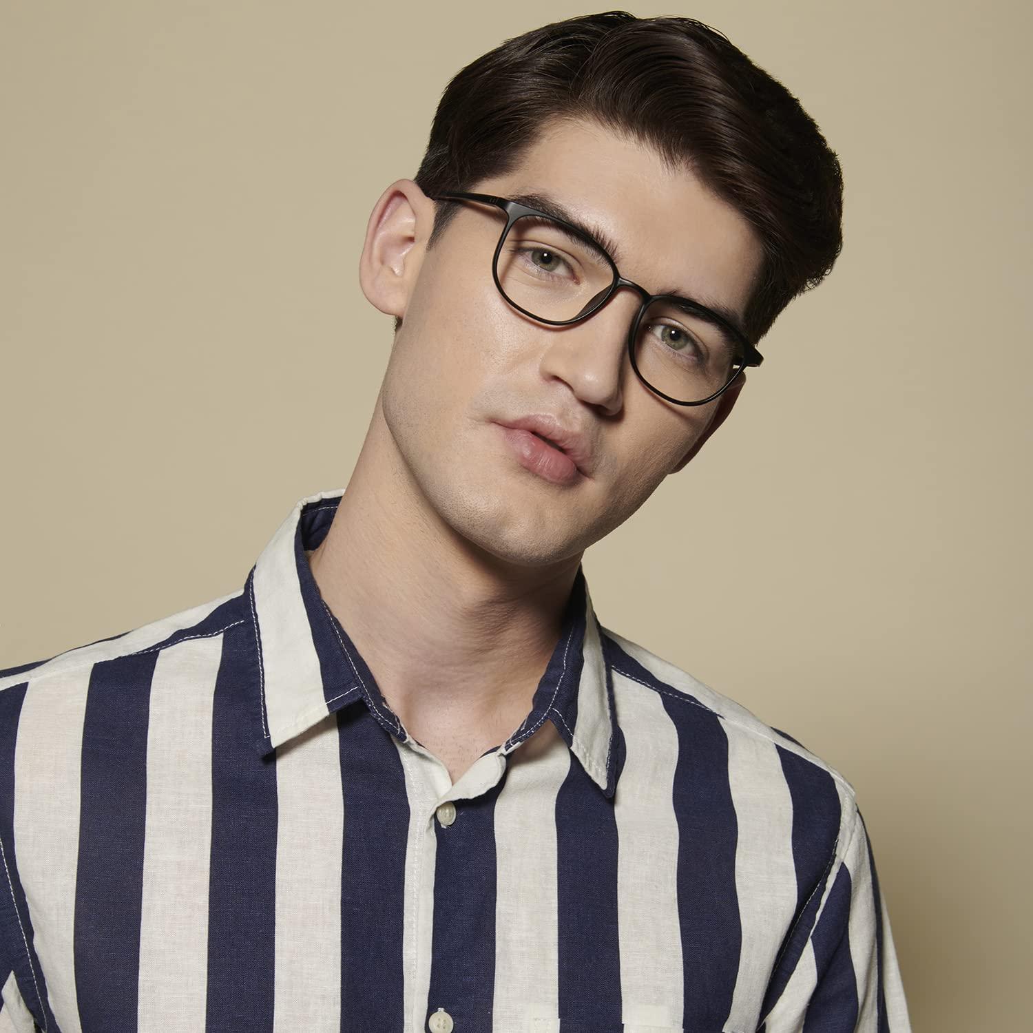 LENSKART BLU LENSKART BLU | Zero Power Blue Cut Computer Glasses | Anti Glare, Lightweight & Blocks Harmful Rays | UV Protection Specs | Men & Women | Medium | LB E13528 (Pack of 2)