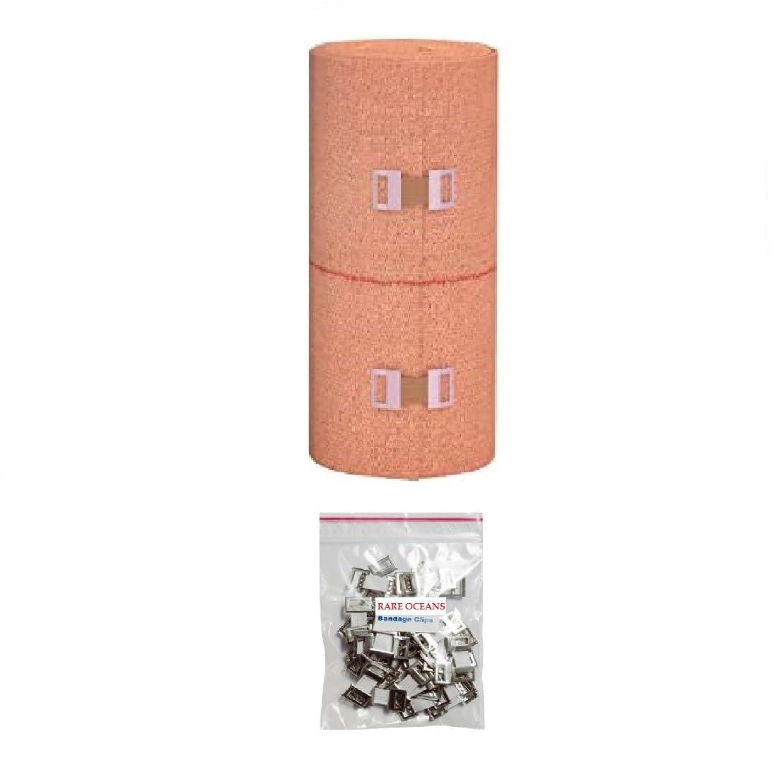RARE OCEANS RARE OCEANS Crepe Bandage for knee/leg/wrist/ankle/elbow/hand/foot/finger/Sports Elastic Compression 10CM (WIDTH) X 4 METER(STRETCH LENGTH) (PACK OF 1) EXTRA CLIPS