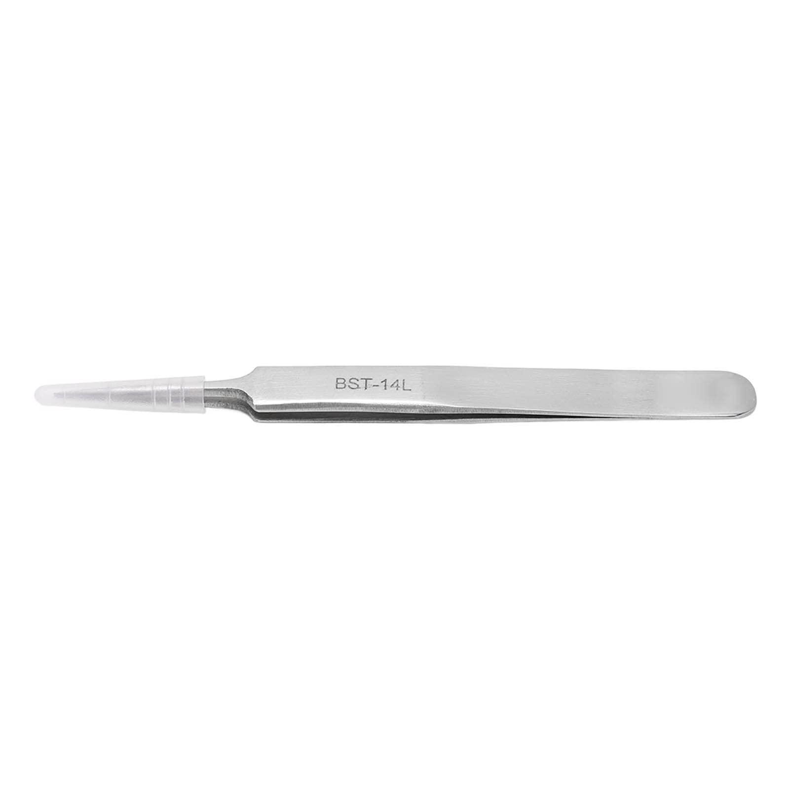 CH2-27APR23-BHN6RDMV Generic Industrial Tweezer, Stainless Steel Comfortable Touch Impact Resistant Fine Point Tweezer Anti Acid Rust Resistance High Hardness for Microelectronics (14L) |
