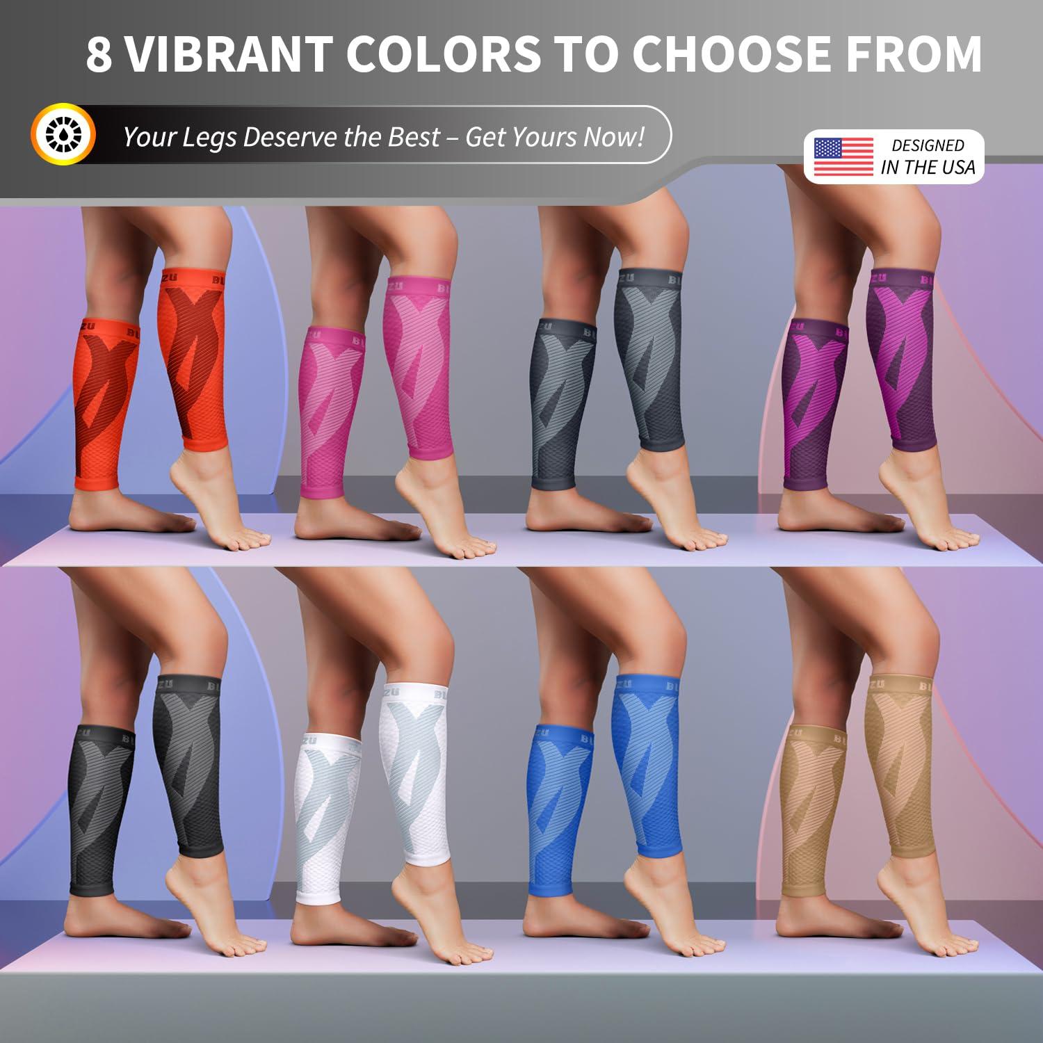 BLITZU BLITZU Calf Compression Sleeves For Women & Men Leg Compression Socks for Runners, Shin Splint, Recovery from Injury & Pain Relief Great for Running, Maternity, Travel, Nurses Nude S-M