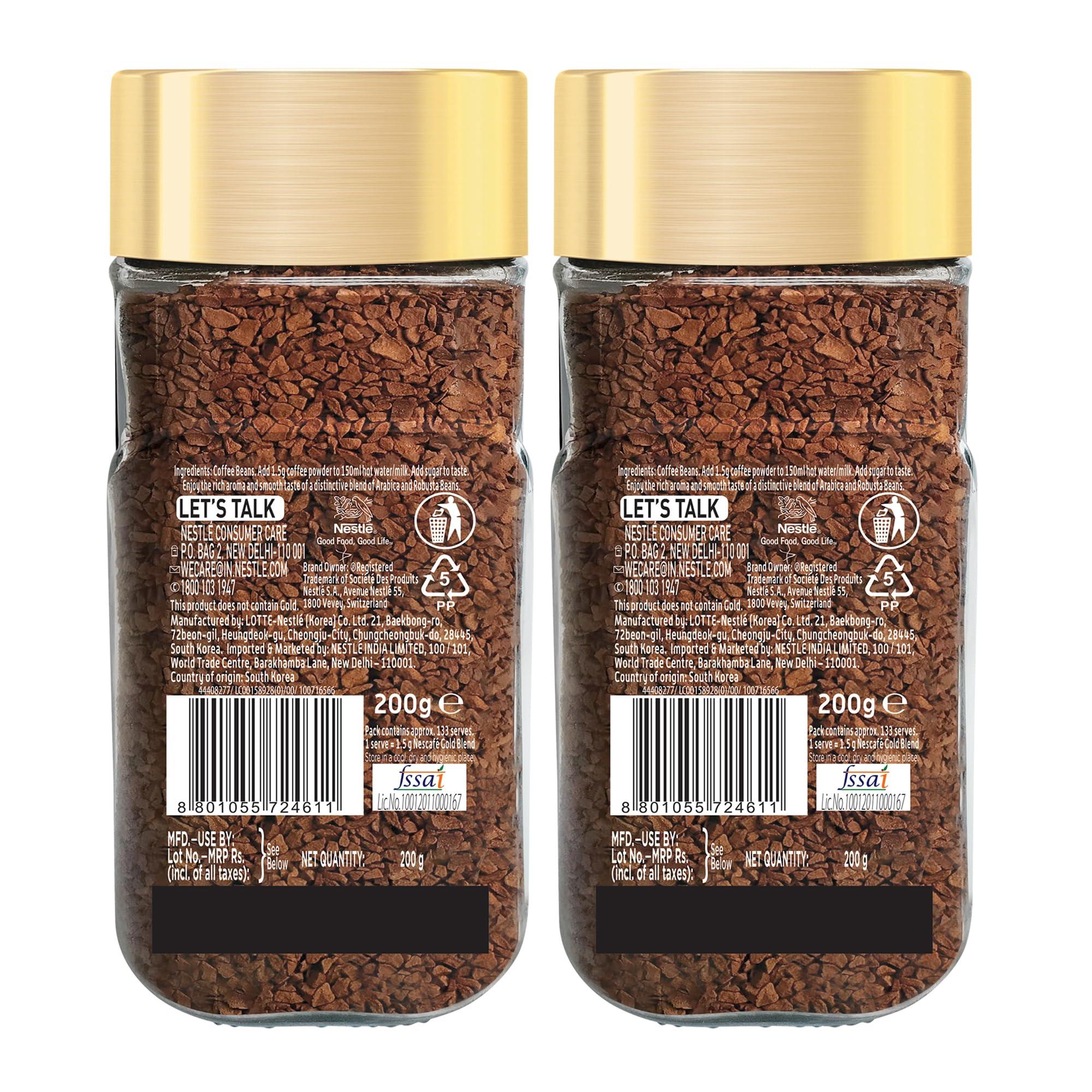 Nescafe Nescafe Gold Rich And Smooth Instant Coffee Powder, 185 Gram /190 Gram (Weight May Vary) (Pack Of 2) - Jar