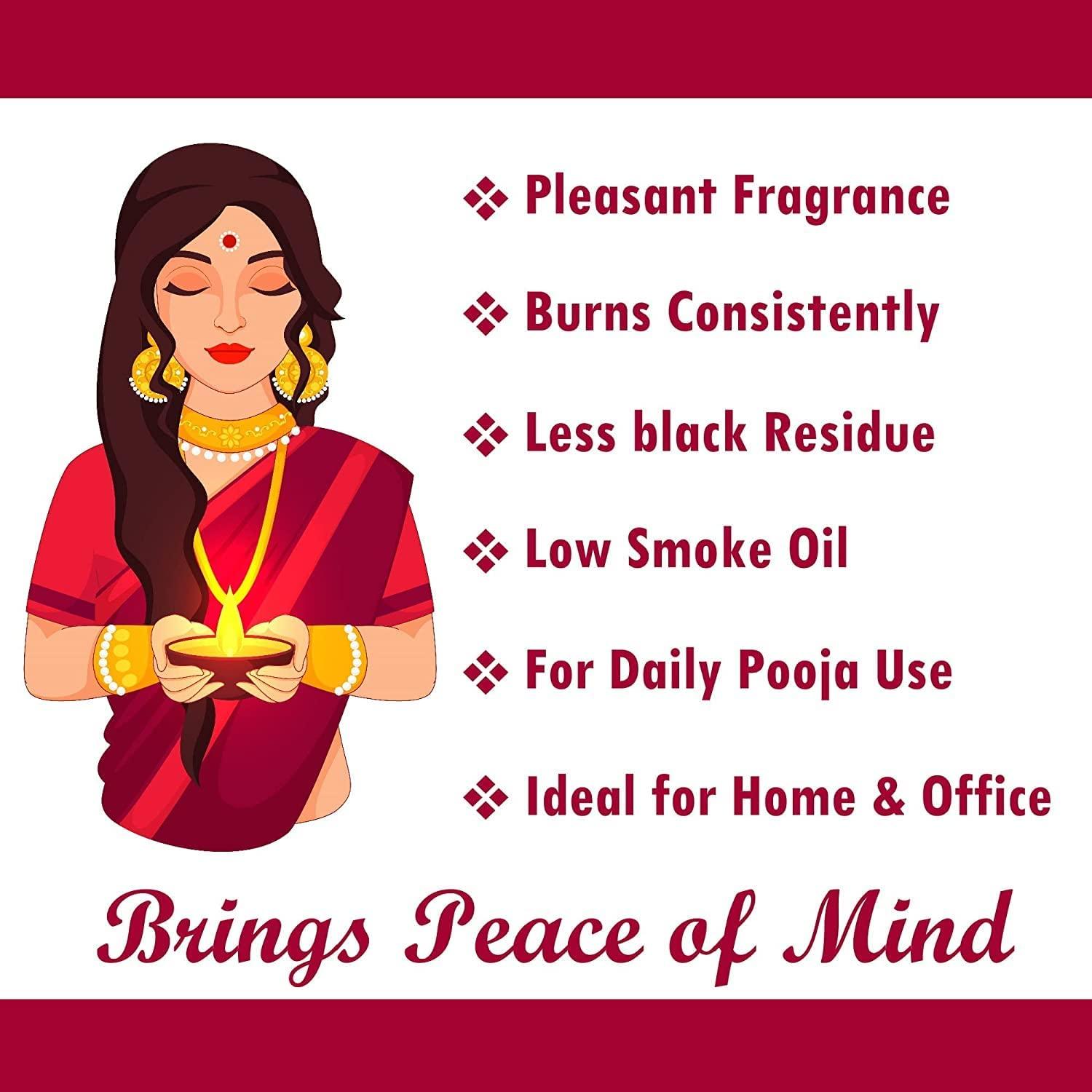 WQT WQT - Mahua Pooja Oil With Diya Batti 480 ML For Hindu Ritual Ceremony, God Worship (Special Pooja Oil), Grahpravesh, Hindu Festival, Religious Pooja Oil 480 ML