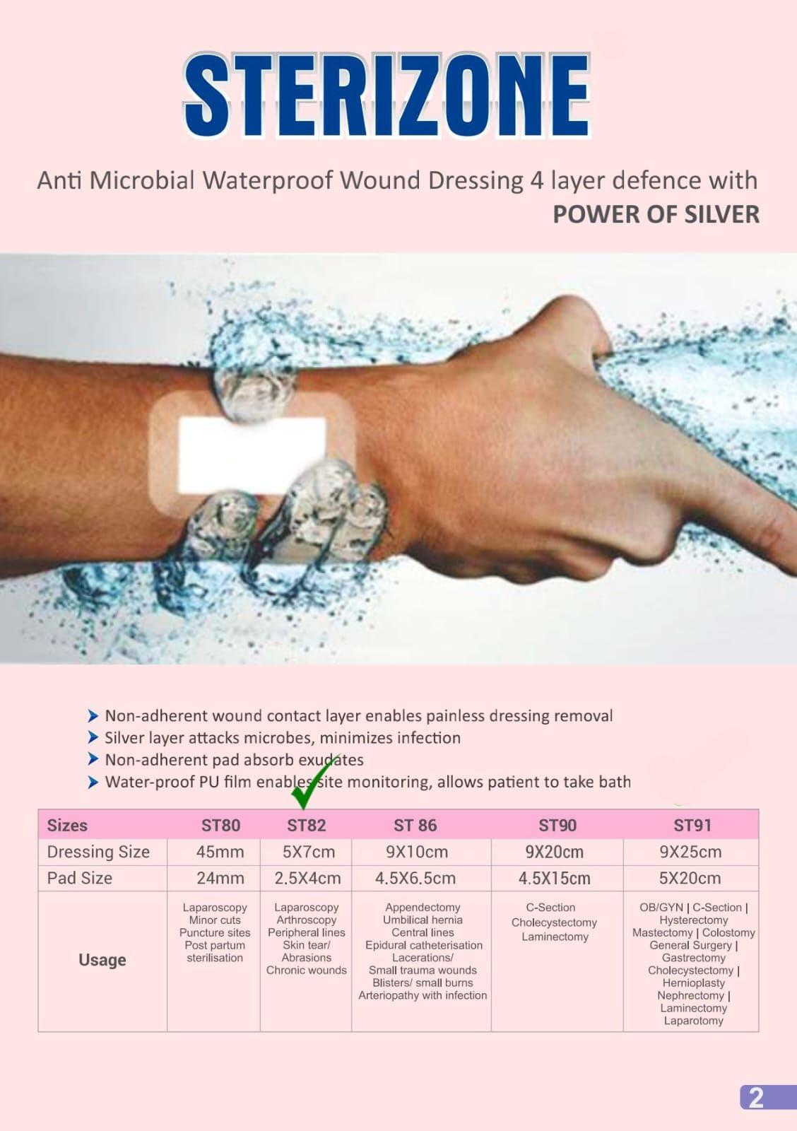 DYNAMIC TECHNO MEDICAL STERIZONE ST 82,sterizone dressing pad waterproof,sterizone dressing pad,PACK OF 25