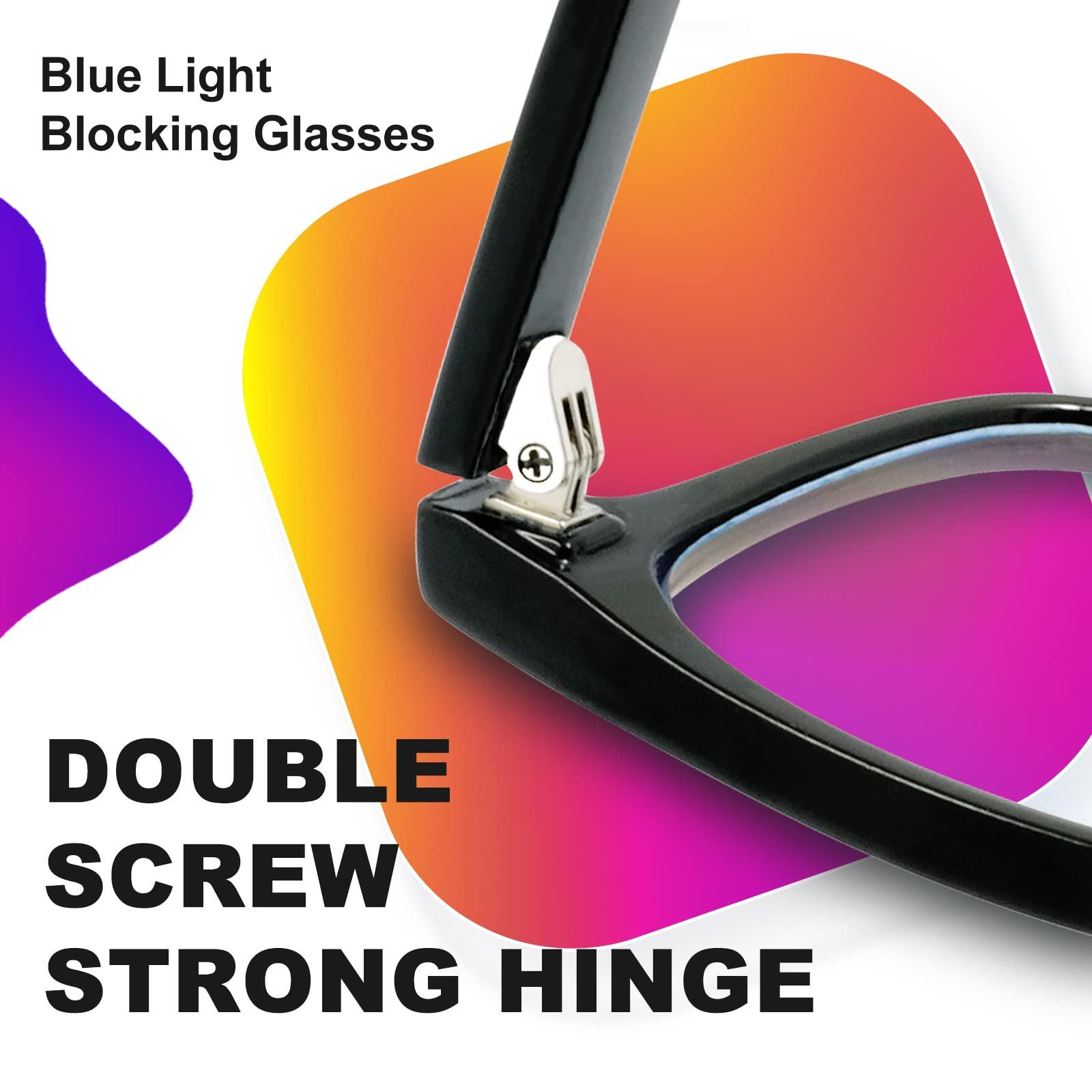 VISOONE Blue Light Blocking Glasses Square with Anti Computer Glare for Gaming Reading Women and Men, Black, Large