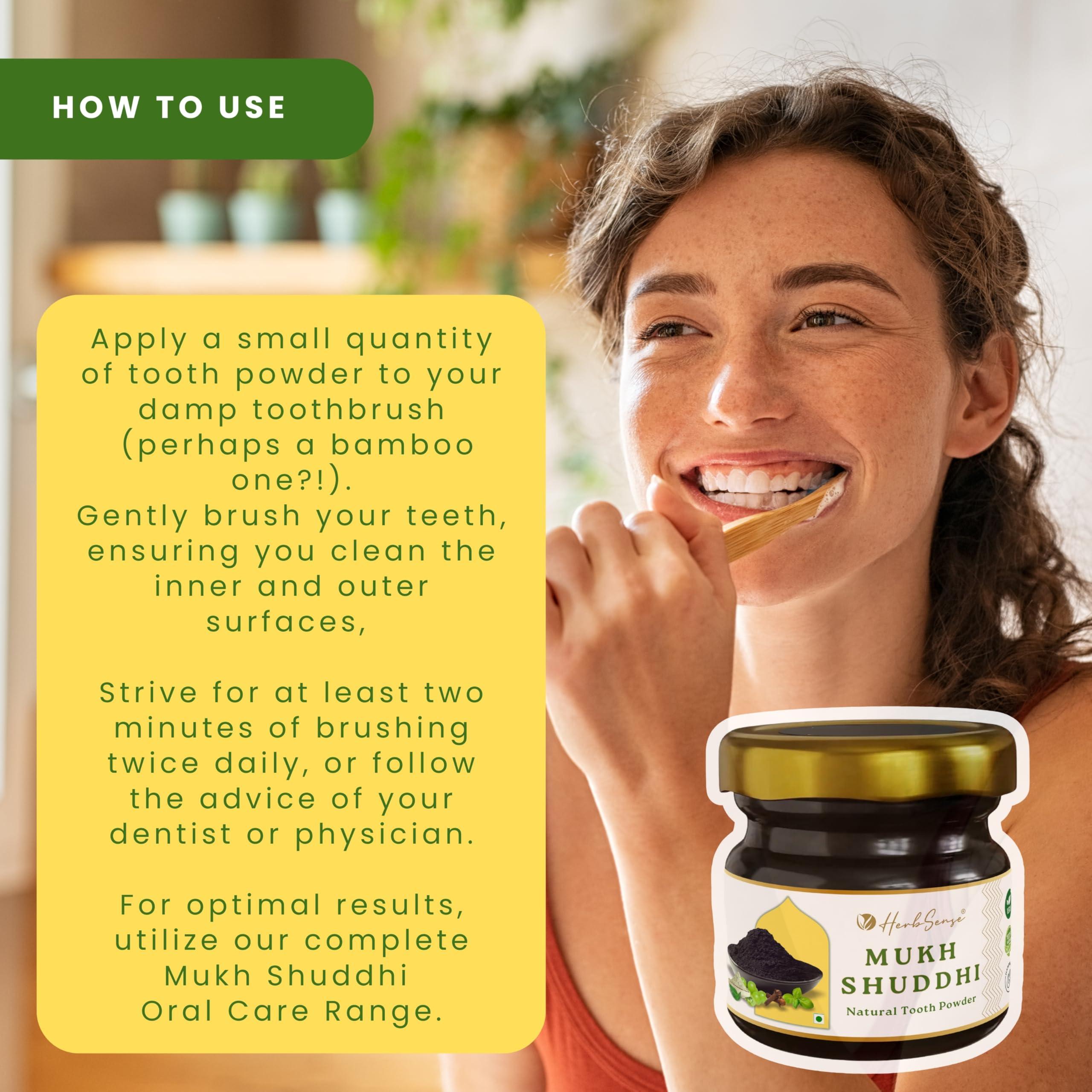 Herbsense Herbsense Plant Based Herbal Tooth Powder , For Healthy Gums & Complete Oral Care, May Help in Teeth Whitening, Enriched With Activated Charcoal & Herbs, Zero Added Preservatives & Chemicals, Zero Waste & Sustainable Products | 20gmx3 Pack of 3