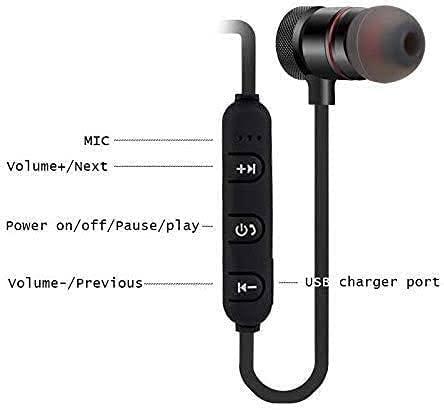 INSTANT ORDER TECHNOLOGY QOCXRRIN One Year Warranty Wireless Bluetooth Headset Magnet Earphone with Hand-Free Calling, Bulit-in-Mic, Extra Bass Stero, Lightweight and Sweatproof Prefect for Gym, Running(Black)