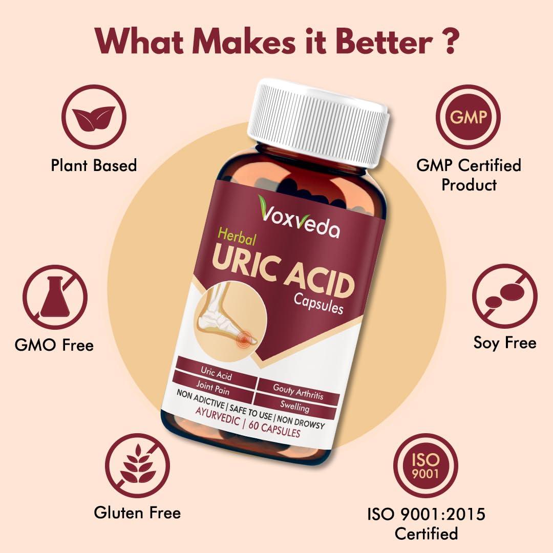 ad ALICANTO DRUGS Uric Acid Capsules, Herbal Joint Support Supplements, Uric Acid for Pain Relief, Ayurvedic Proprietary for Gout pain Joint Support