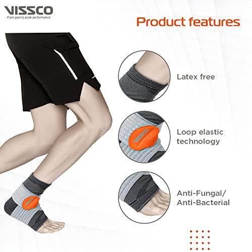 Vissco Vissco Ankler, 2 in 1 Anklet + Binder, Provides support & stability to the ankle for Sprain, Swelling Muscle & Ligament Injuries, Sports Injury- Small (Grey)