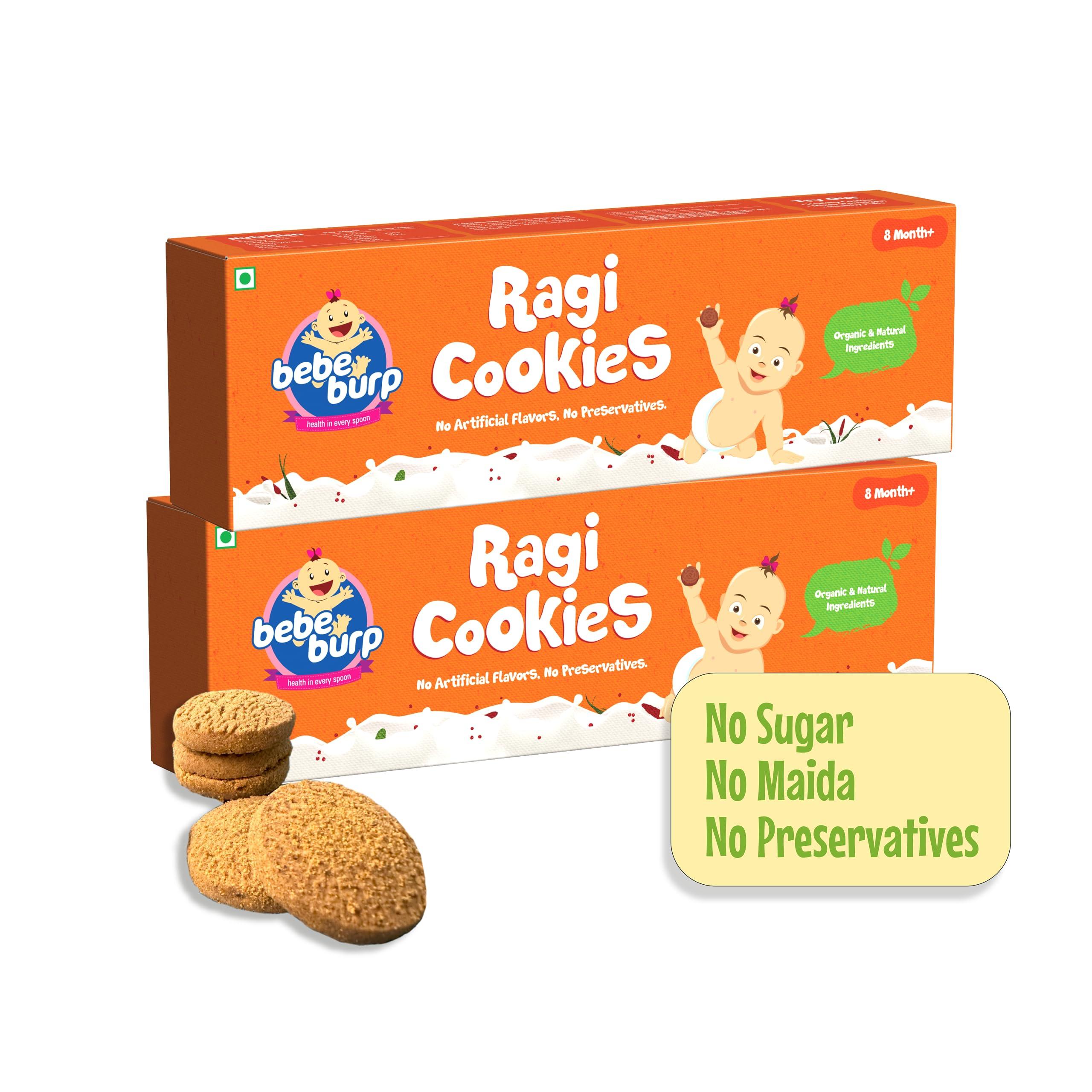 BE'BE' BURP BE\'BE\' BURP Ragi Cookies Combo Pack Of 2 -Tasty & Healthy Cookies For Childrens|No Artificial Preservatives & Flavours|Natural Sweetness Of Jaggery Biscuits (150G Each)