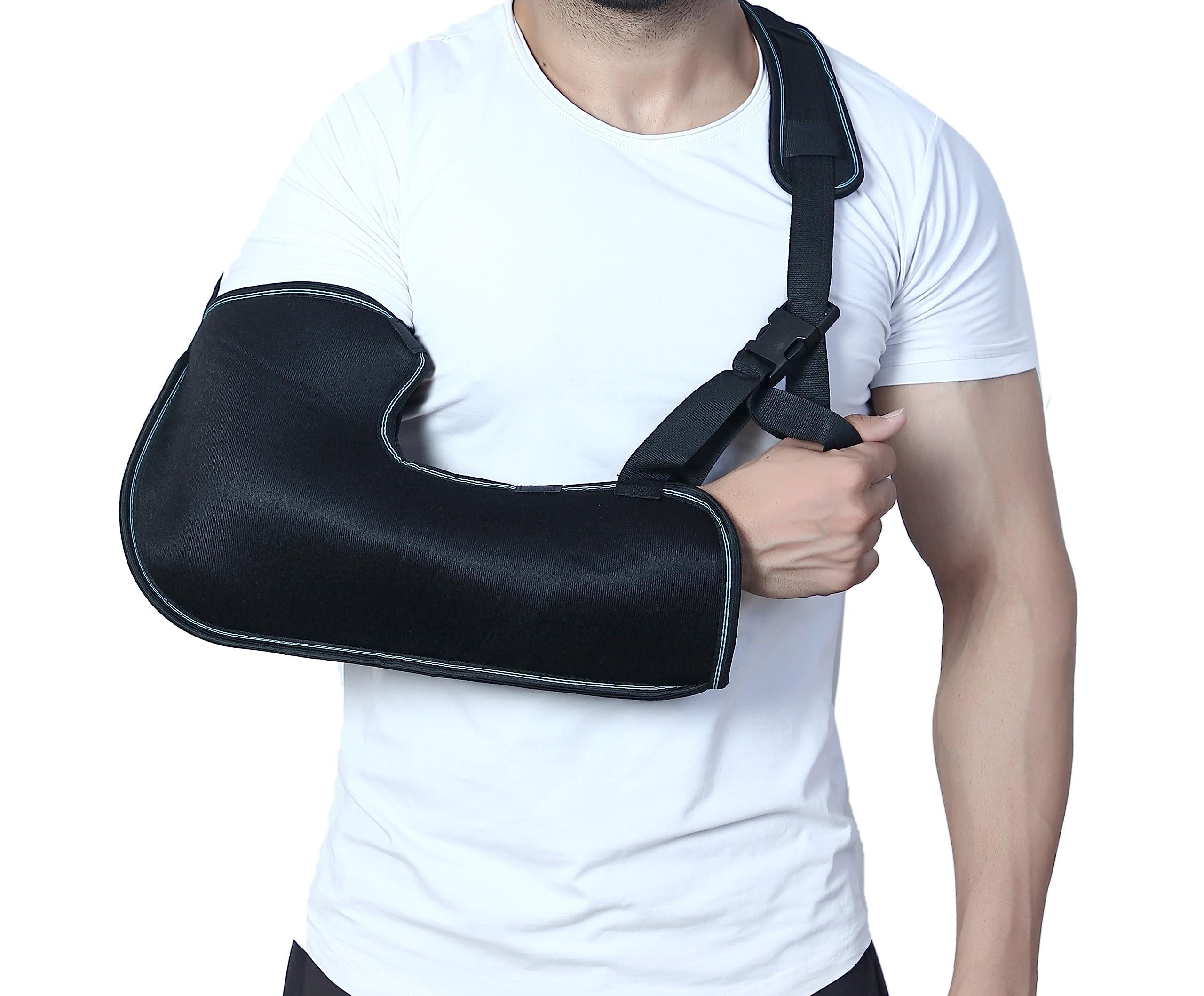 EASEFIT EASEFIT Arm Supporter Arm Sling Pouch Belt with Elbow Support, Arm Immobilizer Brace for Fracture, Sprain, Dislocation and Pain Relief Arm Support Arm Brace for Fracture and Sprain (S, Black)