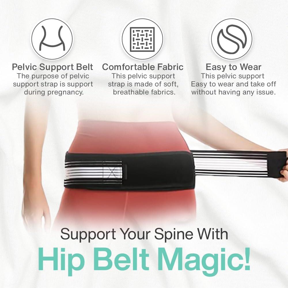 ZEVON ZEVON Sacroiliac SI Joint Support Belt Sciatica Pain Relief Brace Lower Back Support Hip Sciatic Nerve Pelvis Lumbar Pain Relief Devices for Women and Men, Black, Hip Size 32-47 inch