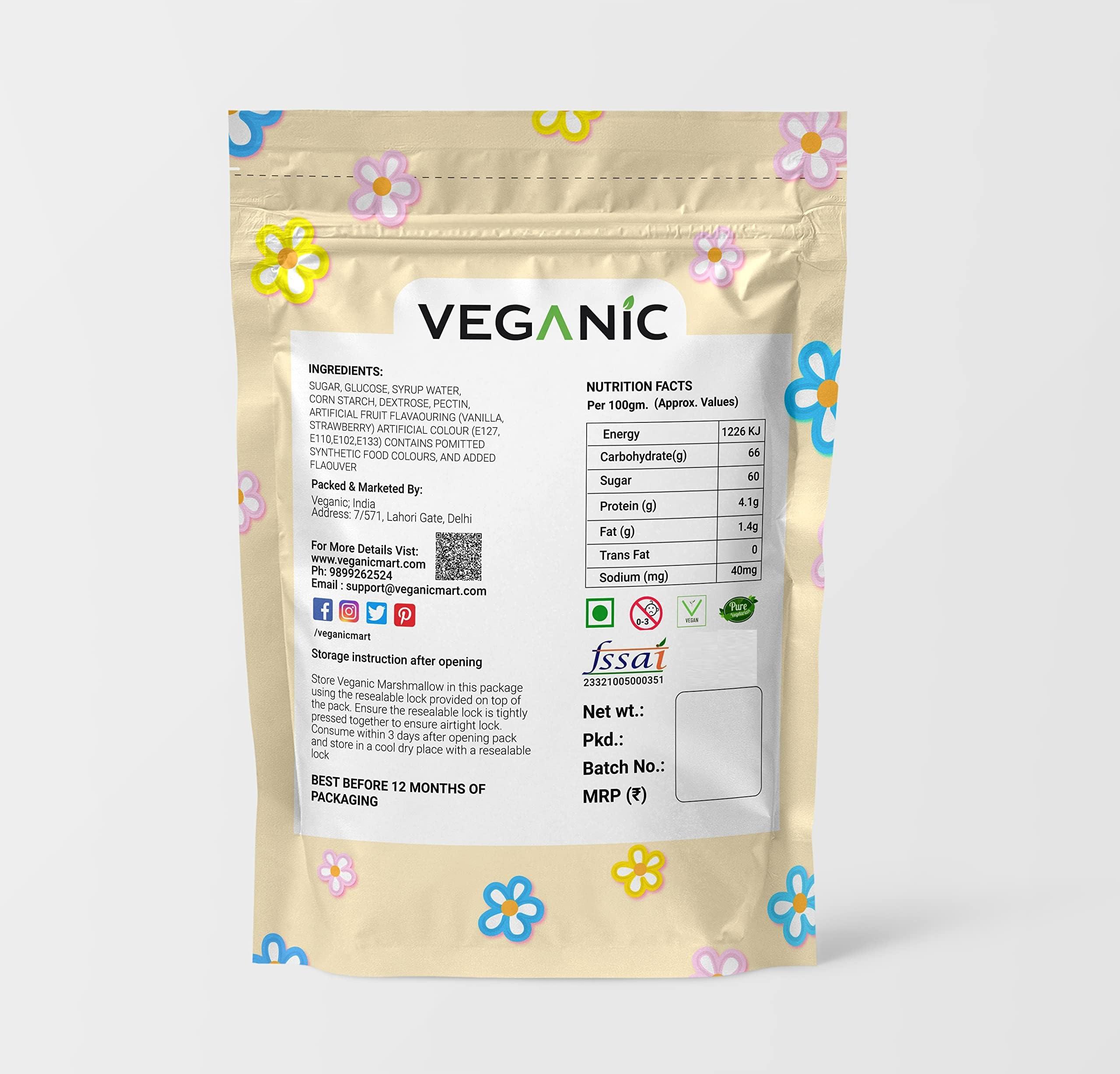 Veganic Veganic Marshmallows Pure Veg (80 Pieces) Flower Shape Strawberry Vanilla Flavour Rainbow Marshmallow Candy Soft And Tasty Candy Perfect For Kids Adults - 160gm