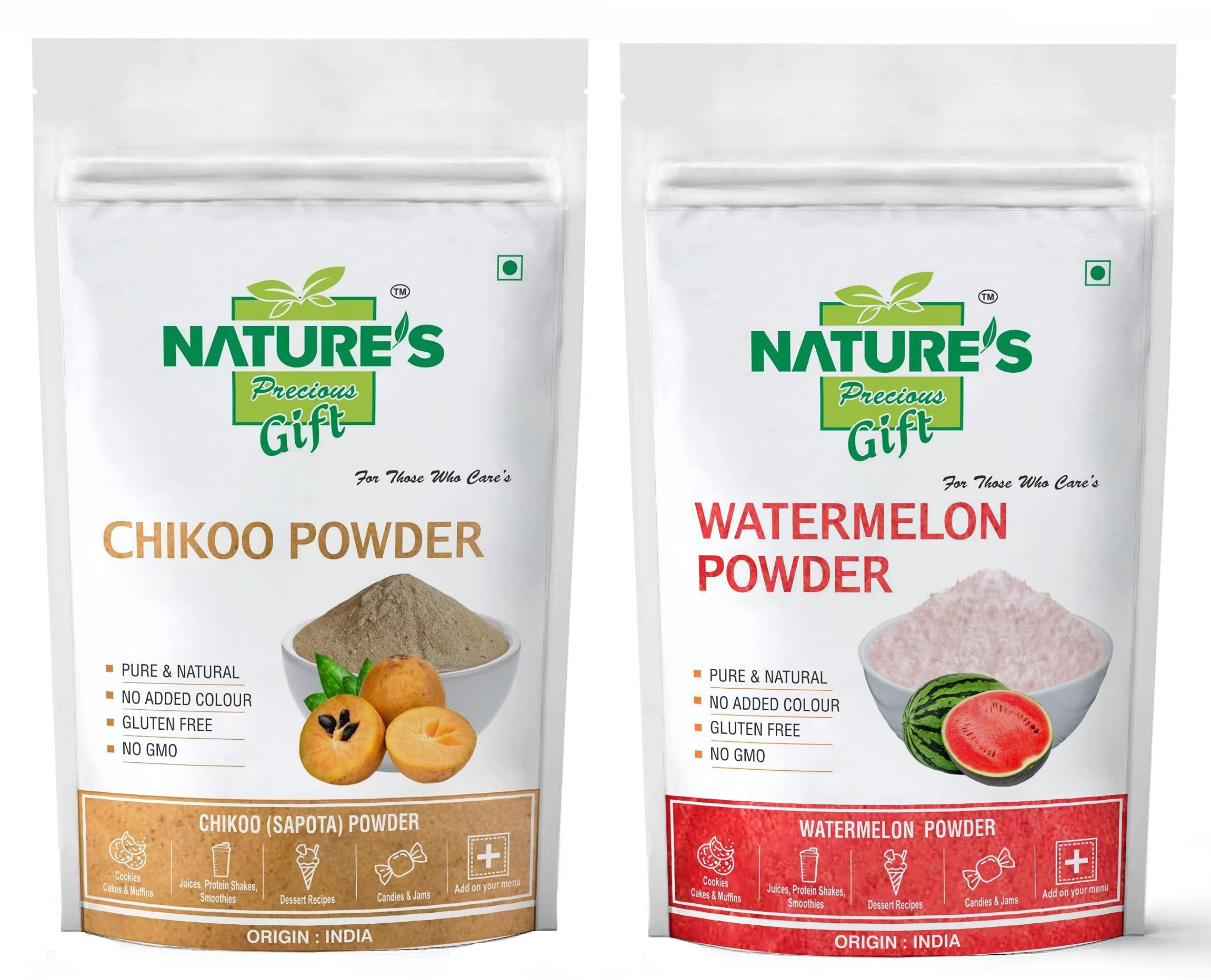 NATURE'S GIFT - FOR THOSE WHO CARE'S NATURE\'S GIFT - FOR THOSE WHO CARE\'S Chikoo Powder & Watermelon Fruit Powder - 100 GM Each (Super Saver Combo Pack)