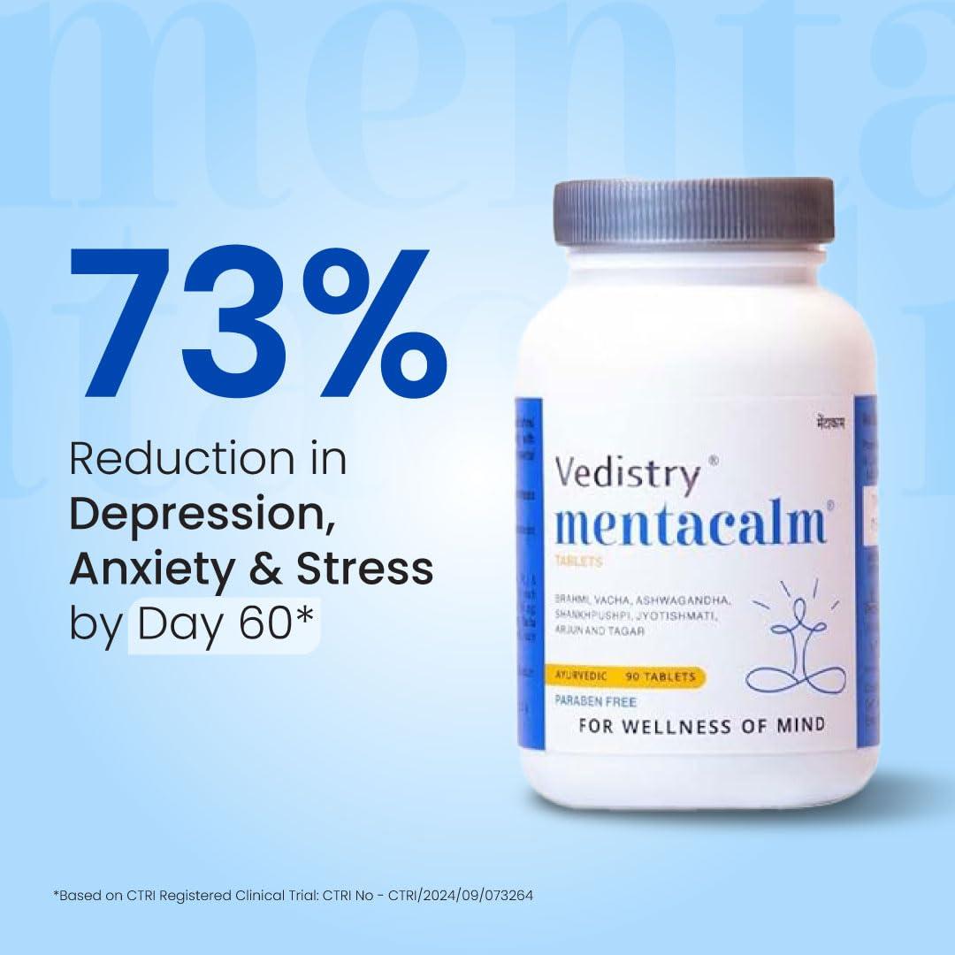 Charak Charak Vedistry Mentacalm Tablets | Ayurvedic Support For Stress, Anxiety & Mental Calmness| Brahmi, Ashwagandha -180 Tablets