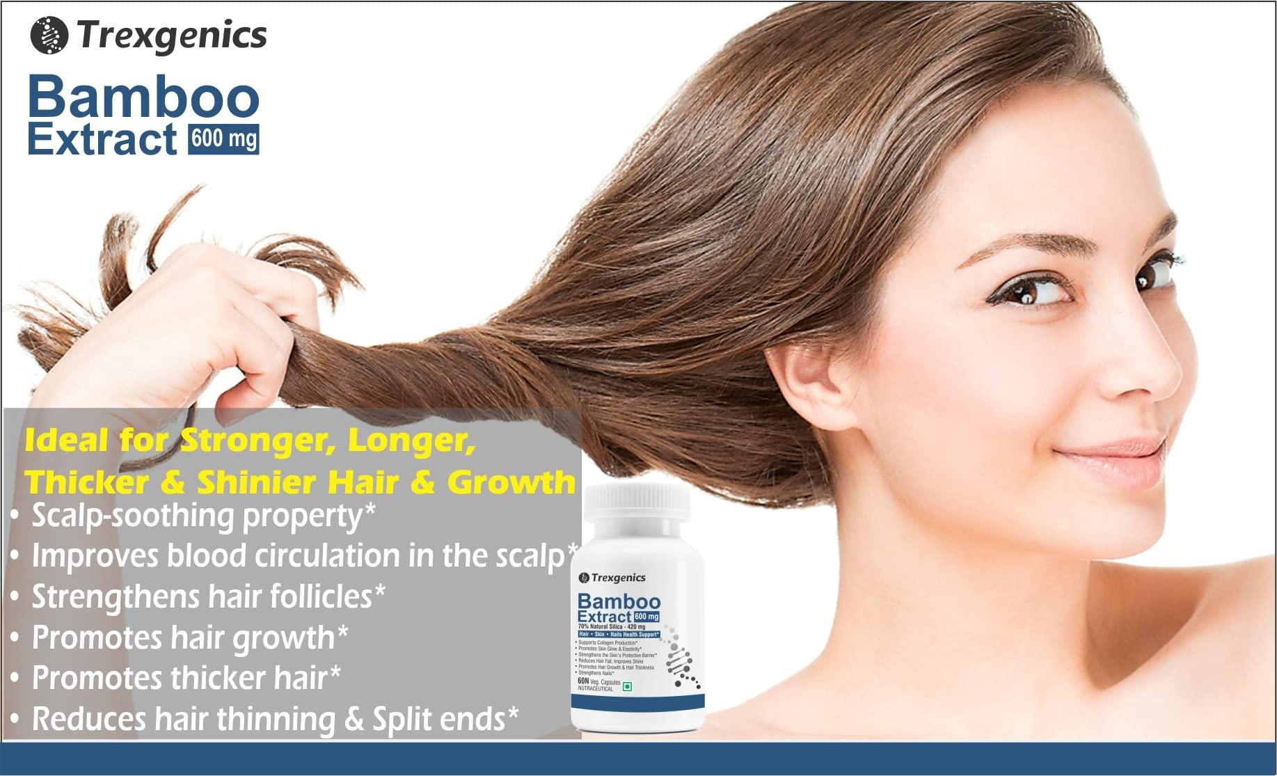 Trexgenics Trexgenics BAMBOO EXTRACT 70% Silica 600 mg Hair,Skin, Nails Support VEGAN & NON-GMO (60 Veg. Capsules) (Pack of 1)