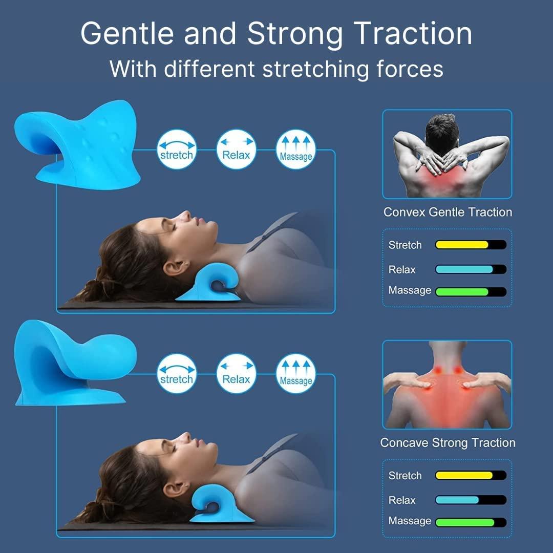 Rewup Rewup Neck and Shoulder Relaxer, Five Nights Cervical Traction Device for TMJ Pain Relief and Cervical Spine Alignment, Chiropractic Pillow, Neck Stretcher (midium, Blue, Polyvinyl Chloride)