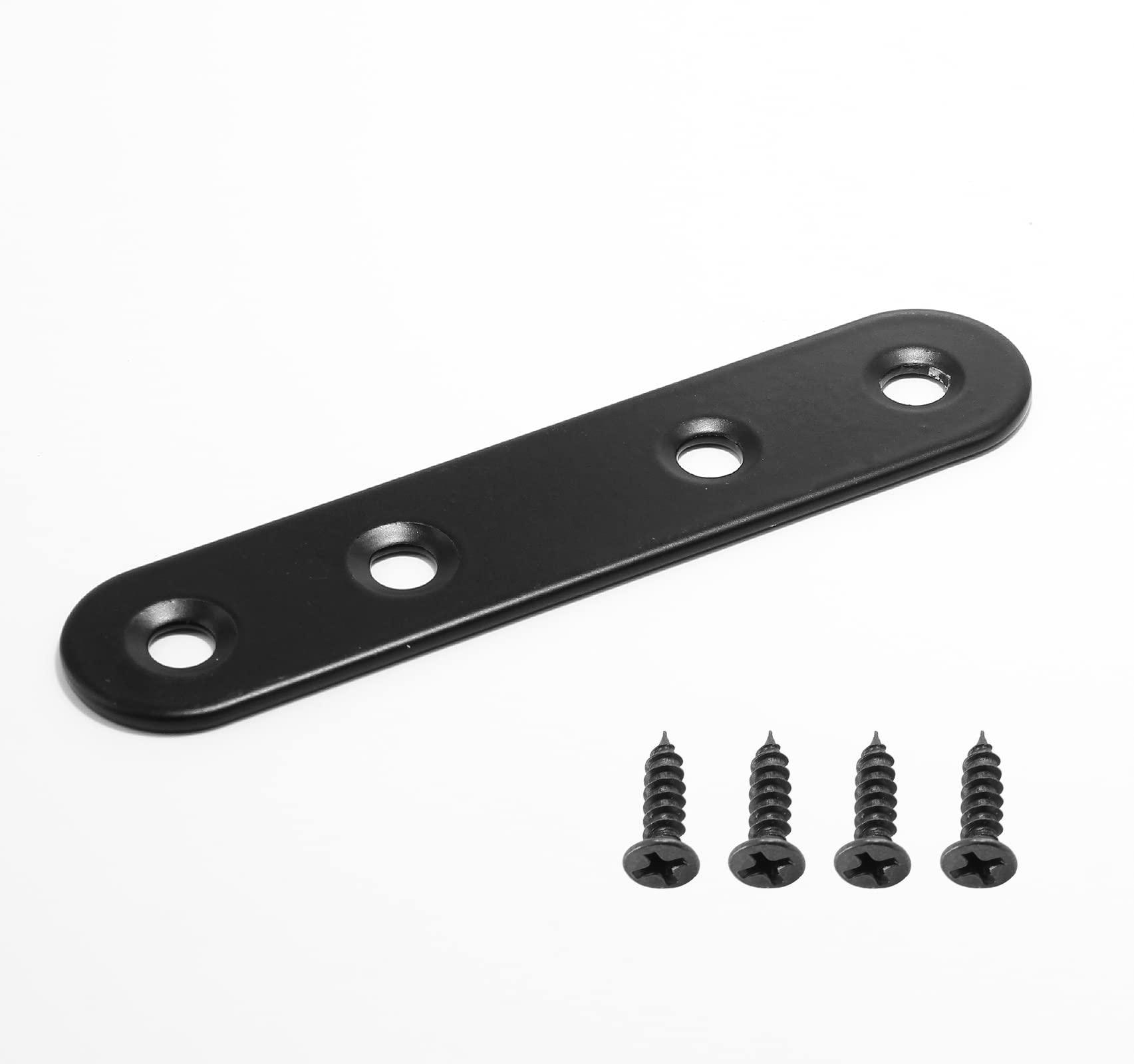 Rierdge Rierdge 16 Sets 3 Inch Stainless Steel Flat Plate Straight Bracket Flat Metal Brace Bracket, 80mm Metal Brackets Mending Repair Plate Brace with Screws for Wood Straight Brace (Black)